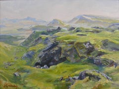 View from the Quiraing, peinture, huile sur panneau de bois