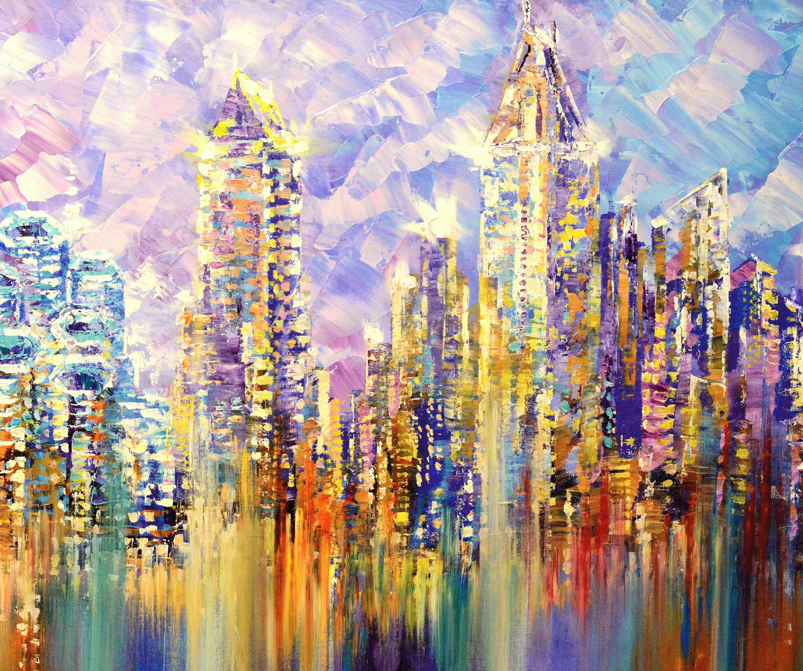 SAN DIEGO VISTA, peinture, acrylique sur toile - Impressionnisme Painting par Tatiana  Iliina