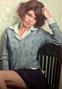 The Model, Painting, Gouache on Canvas