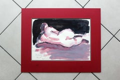 Nude (Backside) - Contemporary figurative watercolor painting,