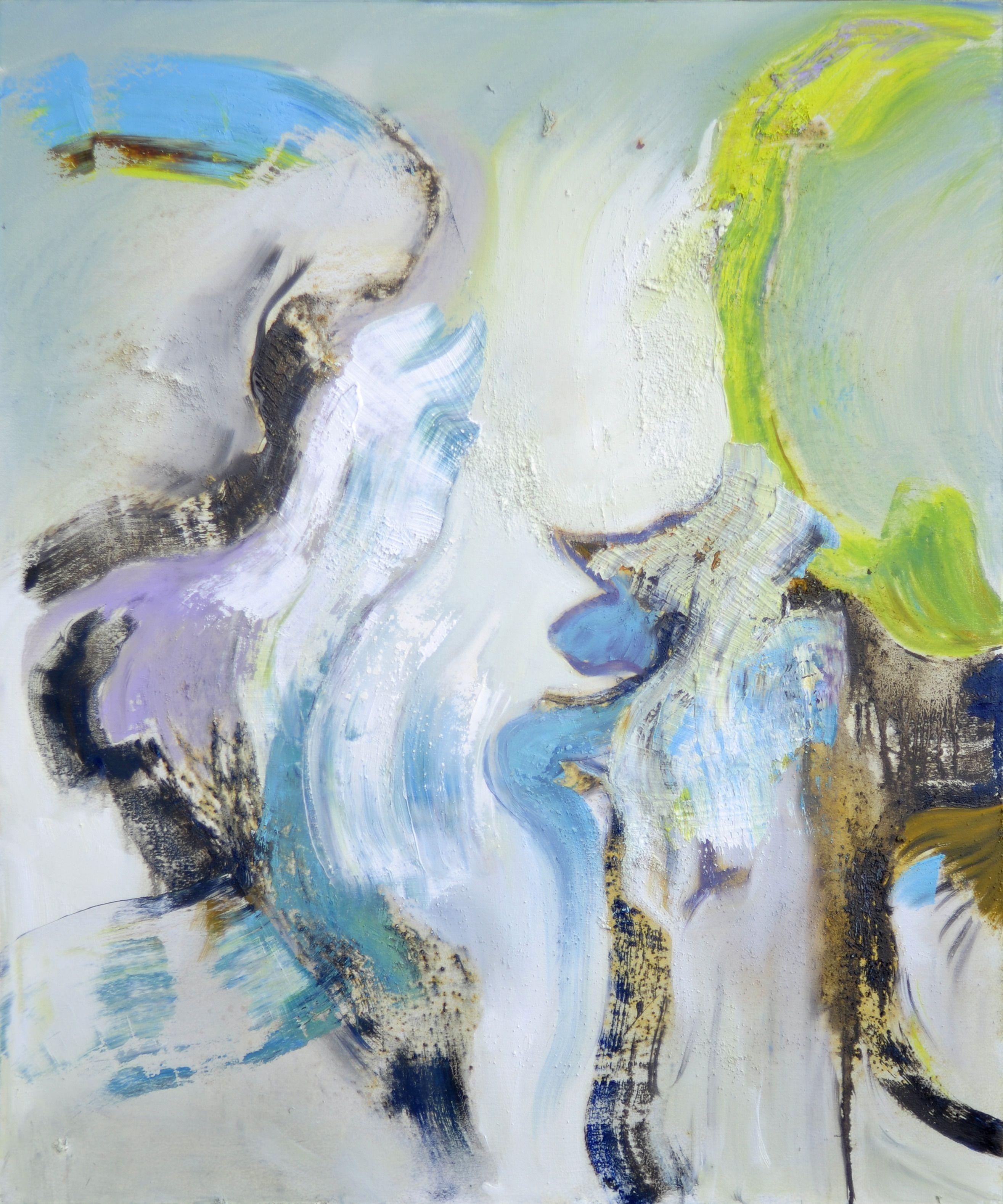 Abstract Painting di Anne B Schwartz - 322 Delphiniums, Pittura, Olio su tela