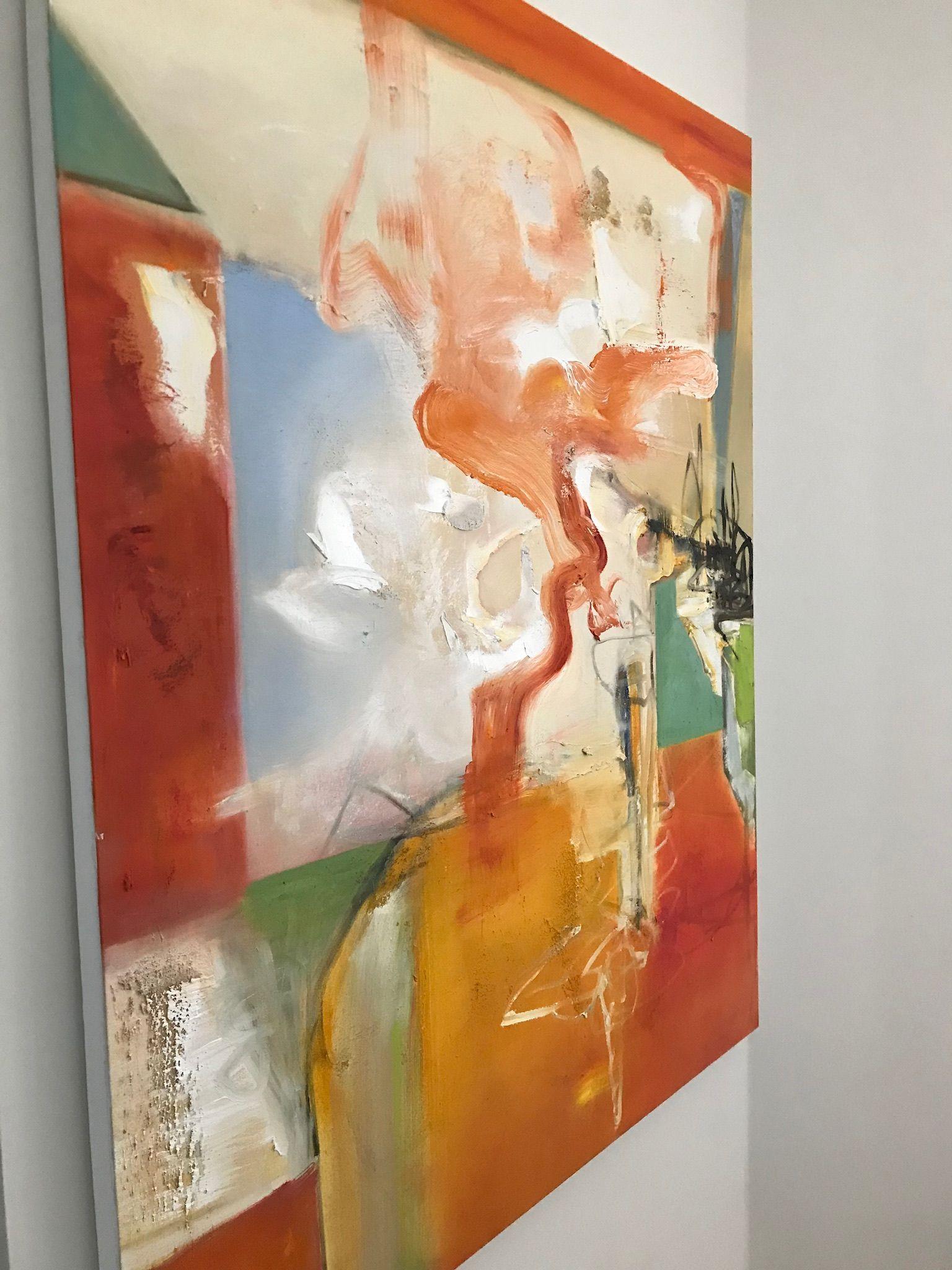 333 Vesuv auf dem Riss, Gemälde, Öl auf Leinwand (Beige), Abstract Painting, von Anne B Schwartz