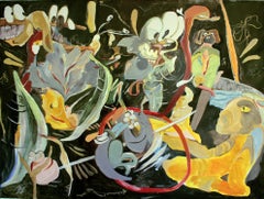 Cucumber Salat Bar, Painting, Oil on Canvas