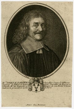 Portrait of Antoine Dreux d'Aubray by Jean Frosne - Engraving - 17th Century