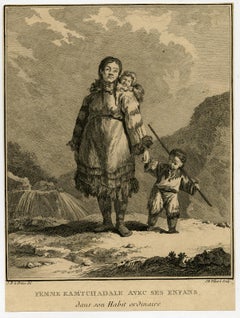 A woman from Kamtchatka by Jean Baptiste Tilliard - Engraving - 18th Century