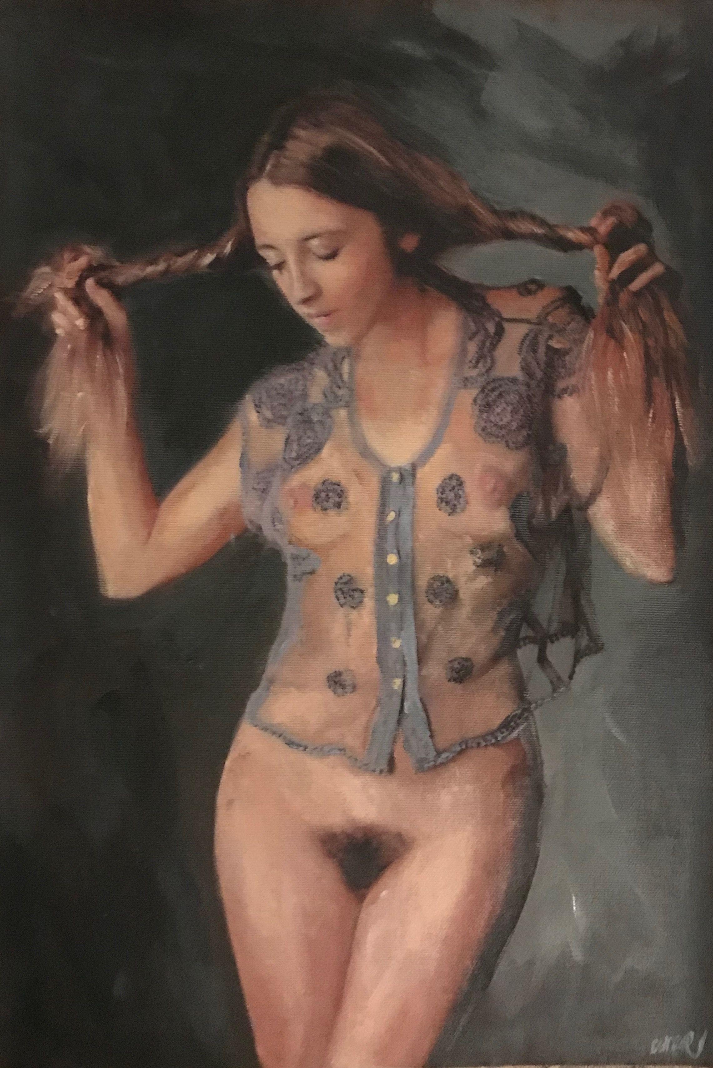 Ninfa, Pittura, Acrilico su tela - Painting di William Oxer F.R.S.A.