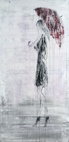 "Abstract Girl in the Rain No.3", Painting, Acrylic on Canvas