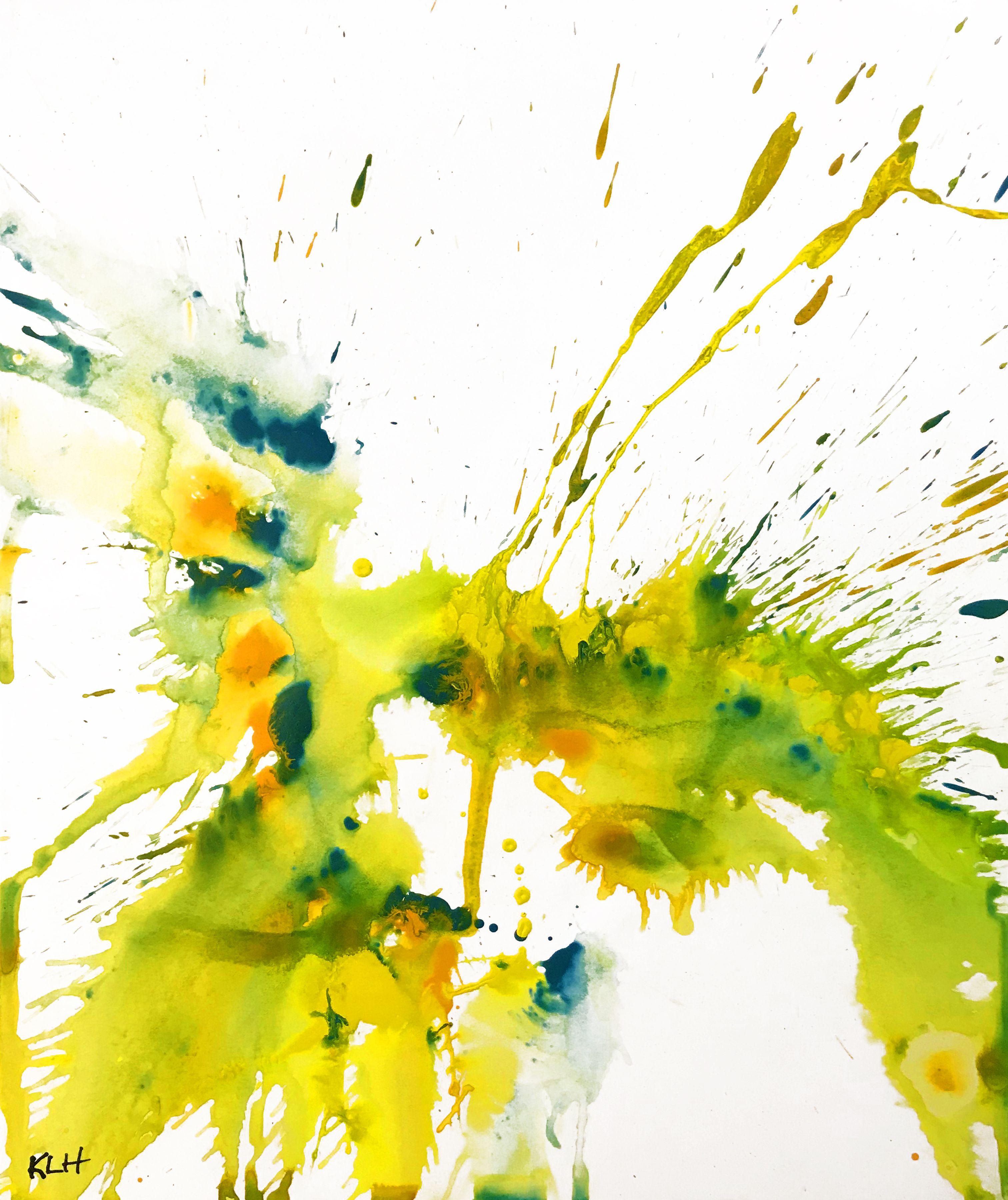 2 - Chaotic Crazy Lemon Lime Paintings 4172.4173, Painting, Watercolor on Paper - Art by Kris Haas