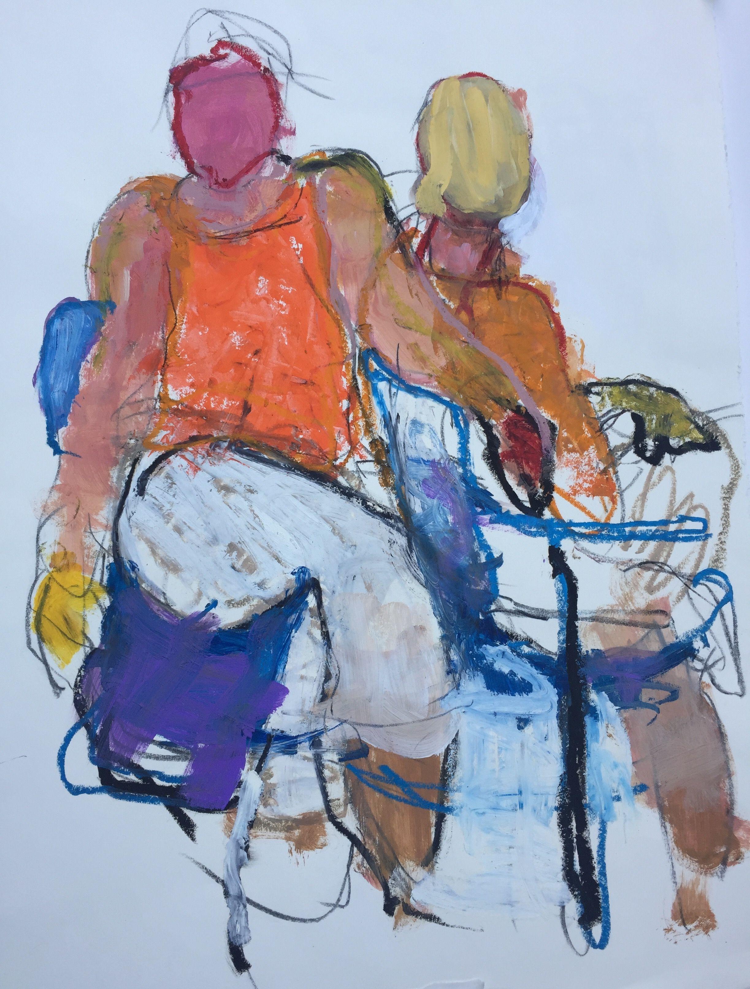 We Sat, Mixed Media on Paper - Mixed Media Art by Lynne Pell