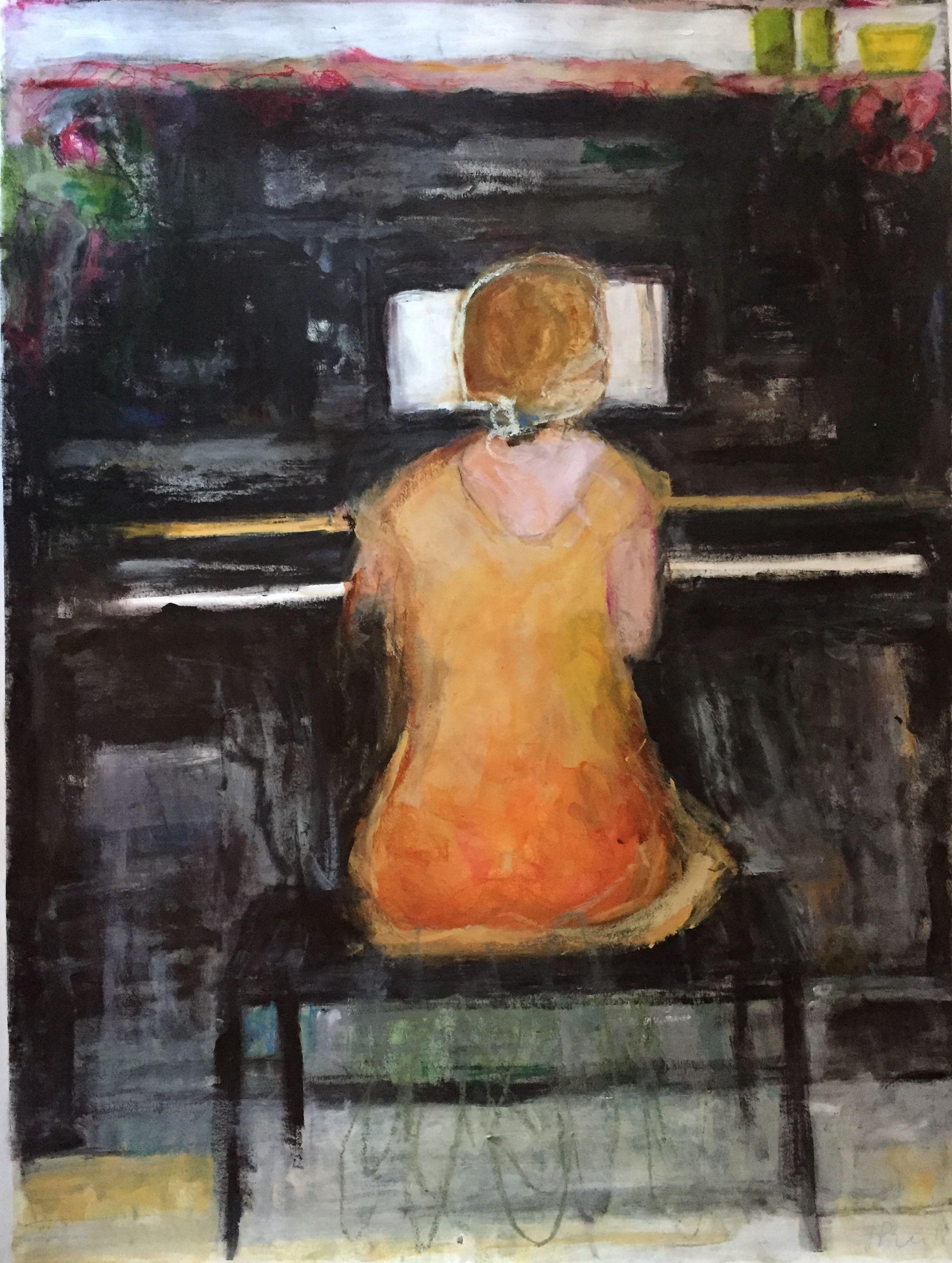 The Piano, Mixed Media on Paper - Mixed Media Art by Lynne Pell