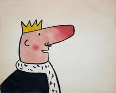 A king - XX century, Cartoon, Figurative colourful drawing