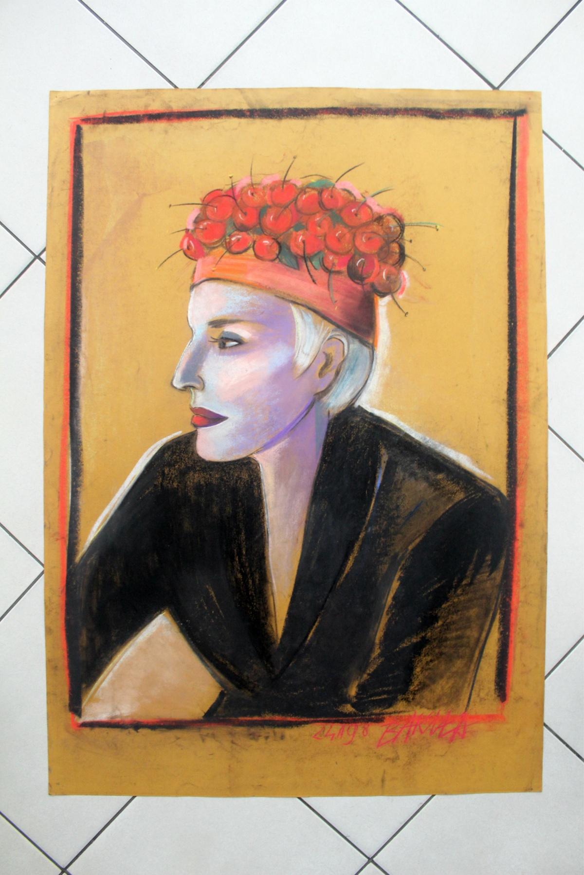 Kora - XX century, Pastel figurative portrait, Colourful, Pop culture - Other Art Style Art by Hanna Bakuła