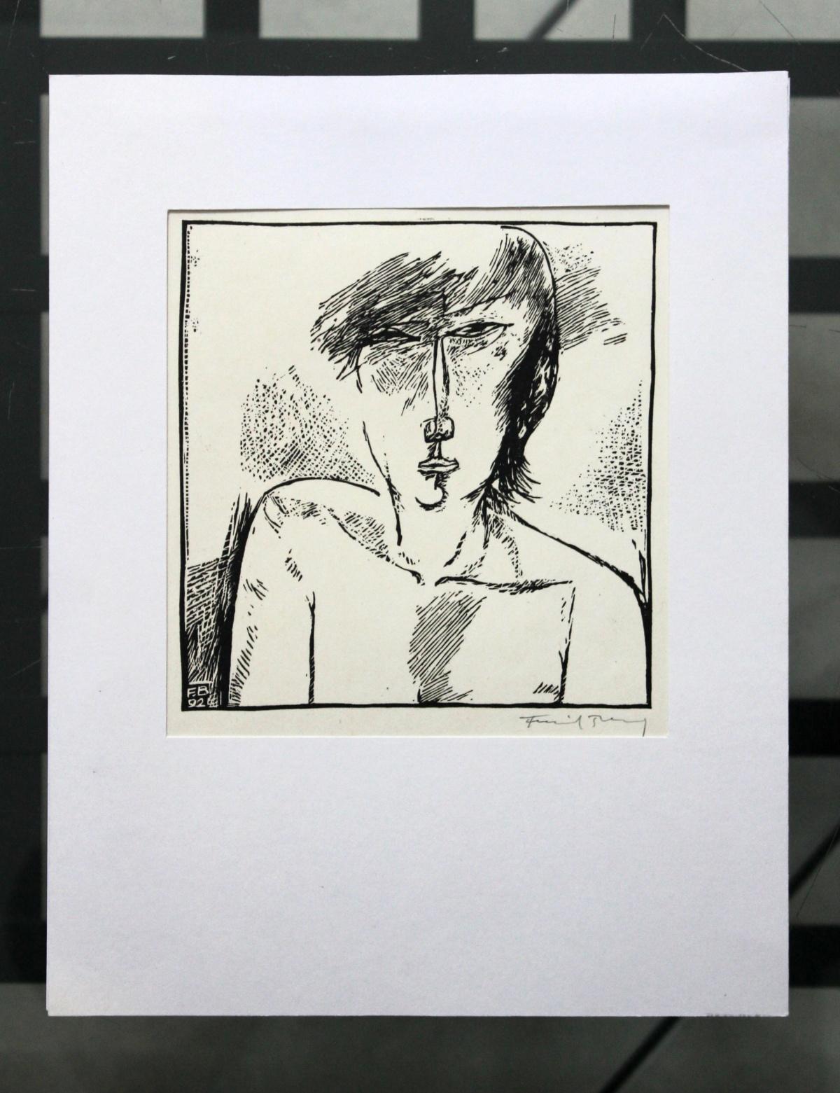 B's portrait - XXI century, Black and white etching - Other Art Style Painting by Franciszek Bunsch