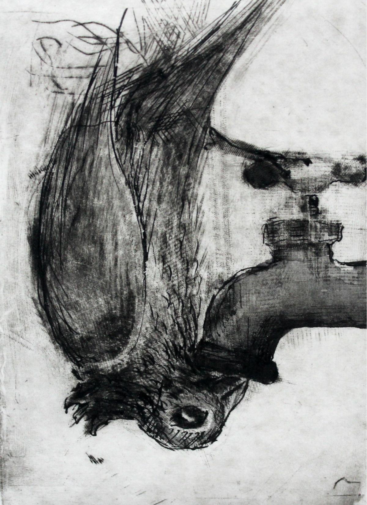 Krystyna Jaszke Figurative Print - Bird II - XXI century, Black and white figurative print, Animals