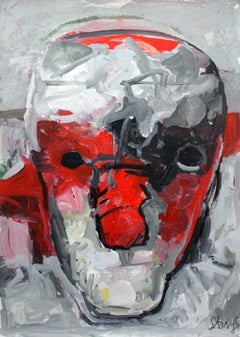 Mute - XXI century, Figurative, Portrait, Grey and red