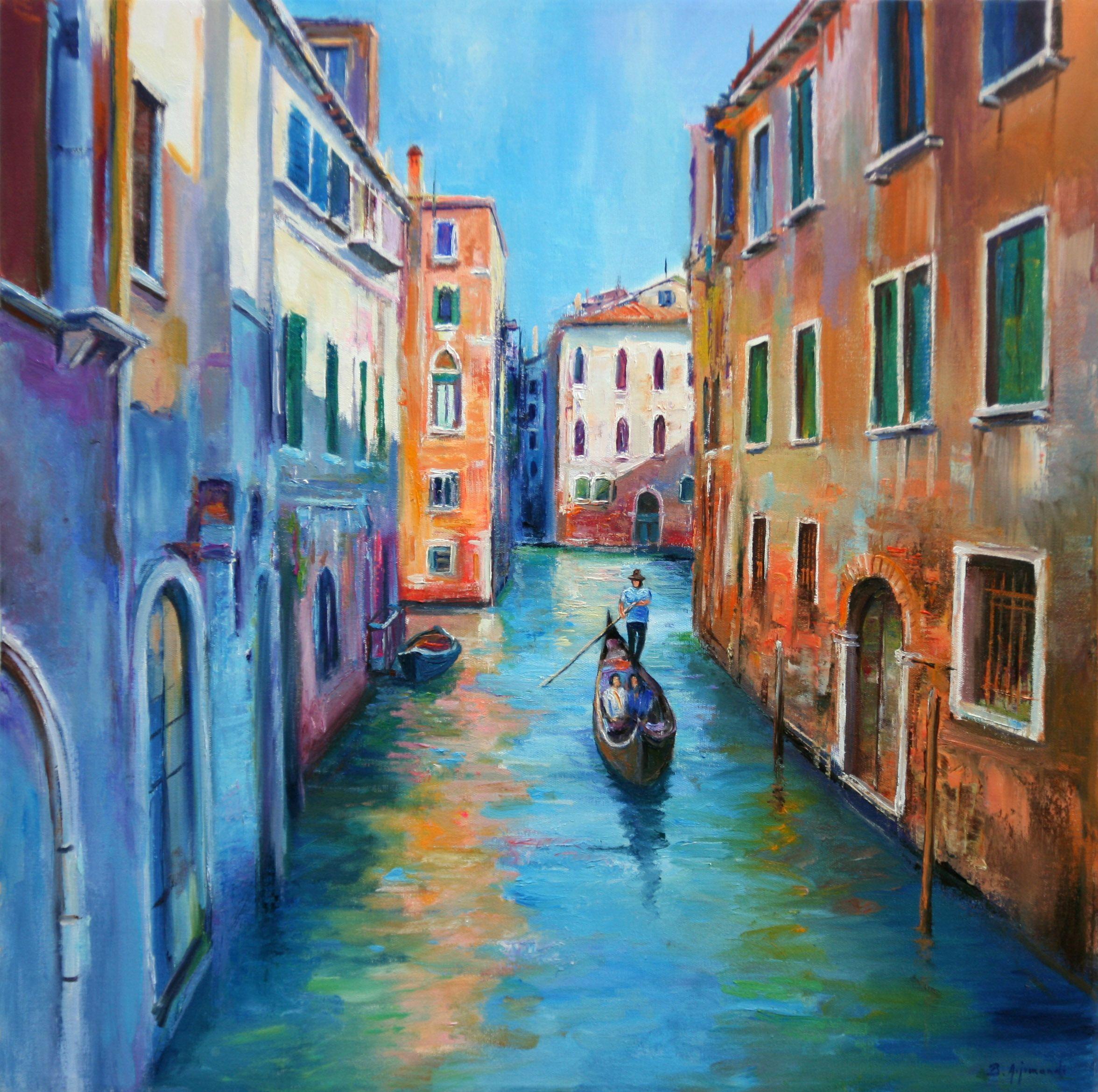 Original oil painting of the romantic city of Venice with gondola.  The artwork is signed on the front and includes a Certificate of Authenticity.  The painting is done on gallery wrapped canvas using top quality paints and materials giving you the