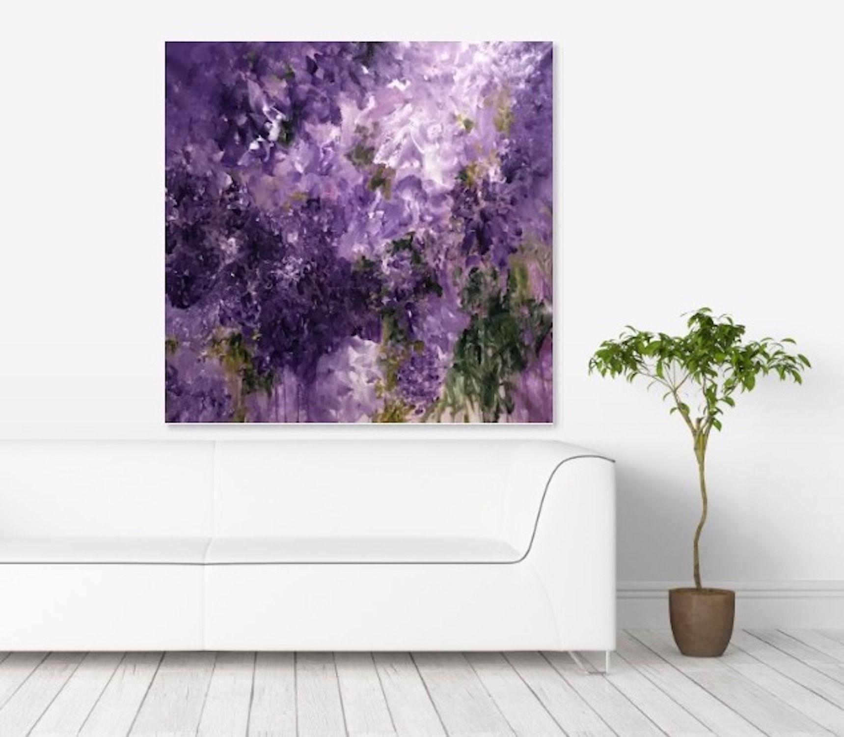 I have always had a great love of purple. For as long and far back as I can remember and of course Monet's Garden and his wonderful Wisteria paintings were a great part of my inspiration for this canvas. I hope you enjoy this painting with shades