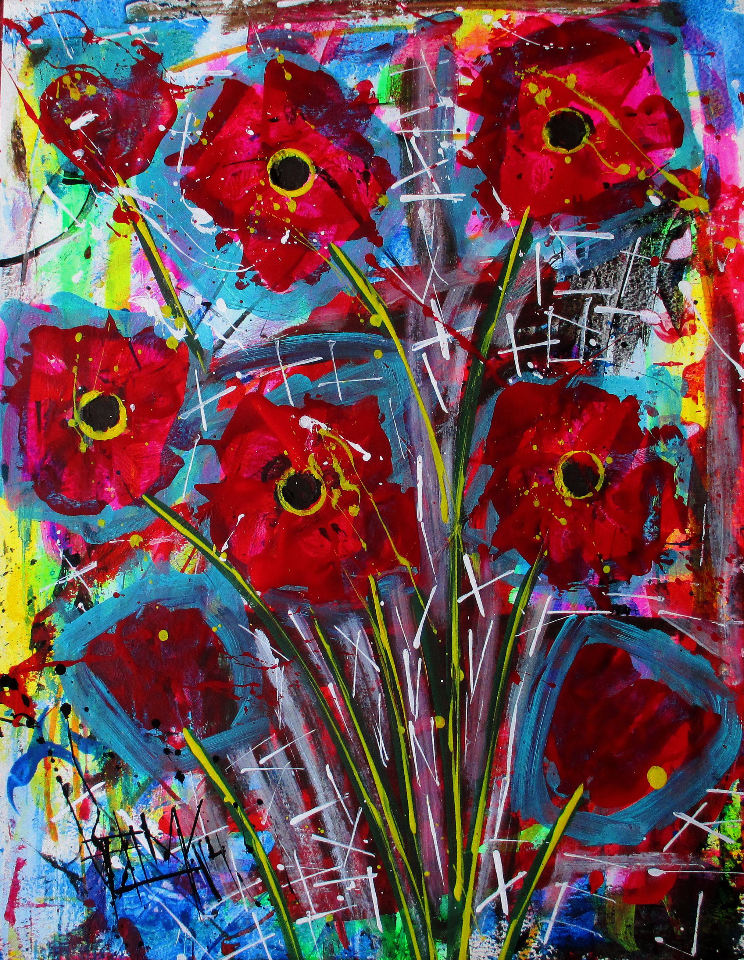 Part of the "Floret" series. Growing up in New York City, I was exposed to the urban colors and imagery of the city. My surroundings and a fascination with the abstract expressionism movement played a major role in me becoming an artist. I approach