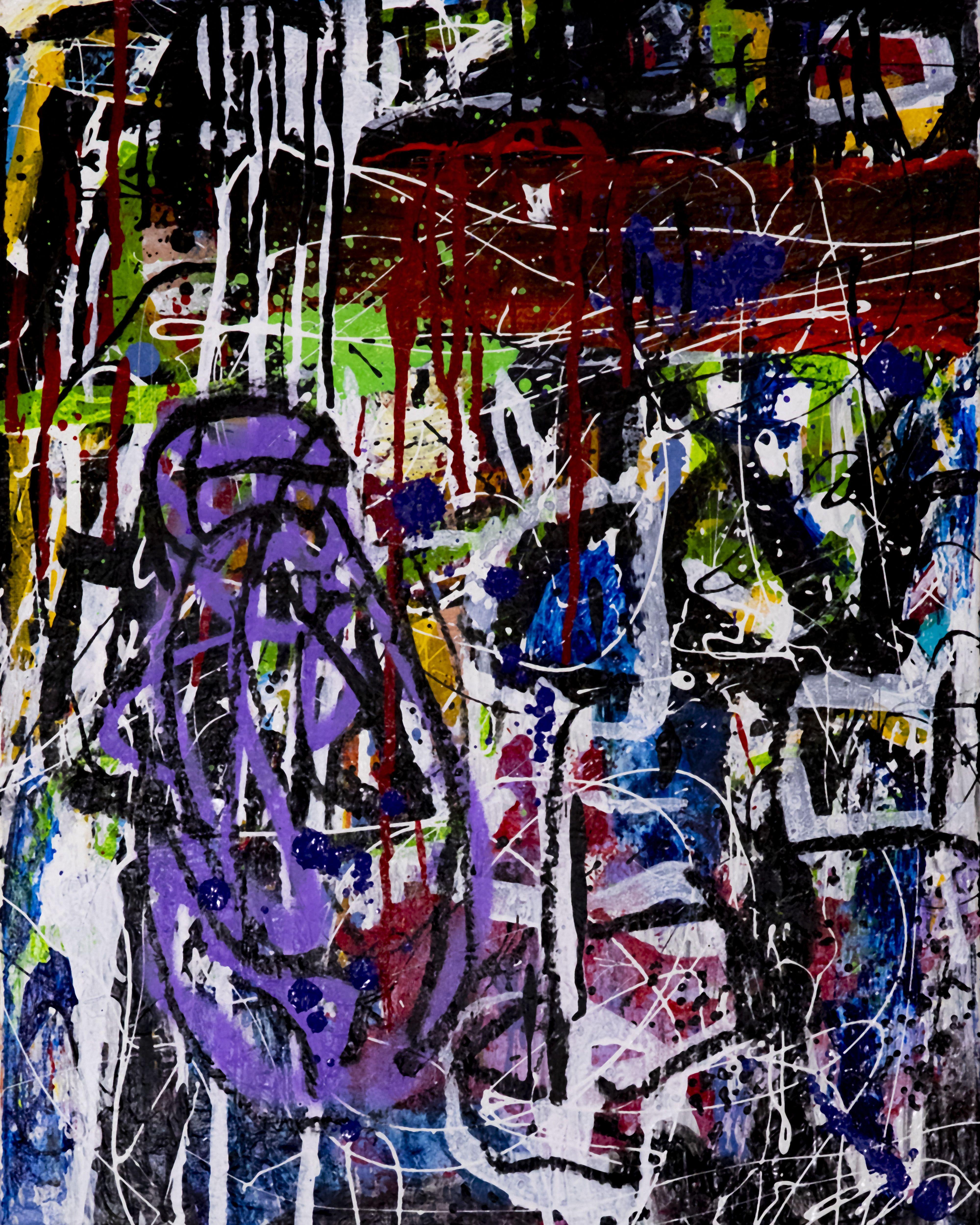 Dos en Belmont Avenue (2 Piezas), Pintura, Acrílico sobre lienzo - Abstract Painting Negro de Robert Musser
