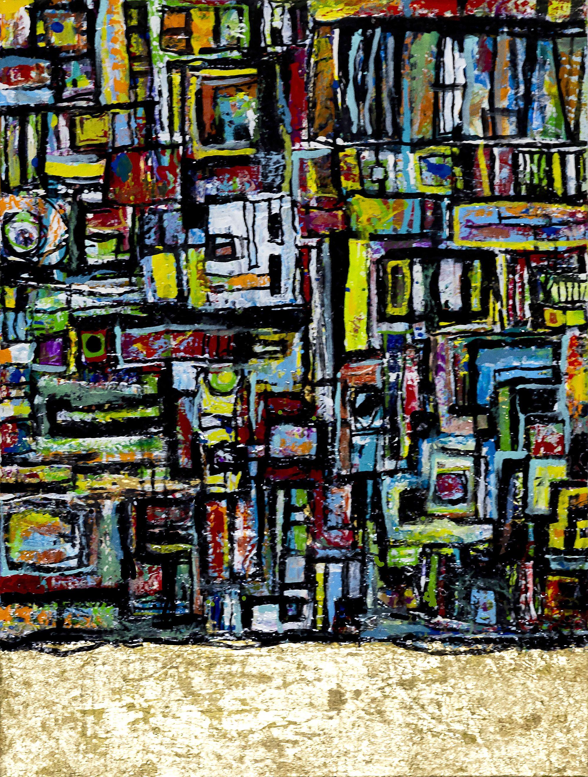 Abstract Painting di Robert Musser - Camion e treni, Pittura, Acrilico su tela