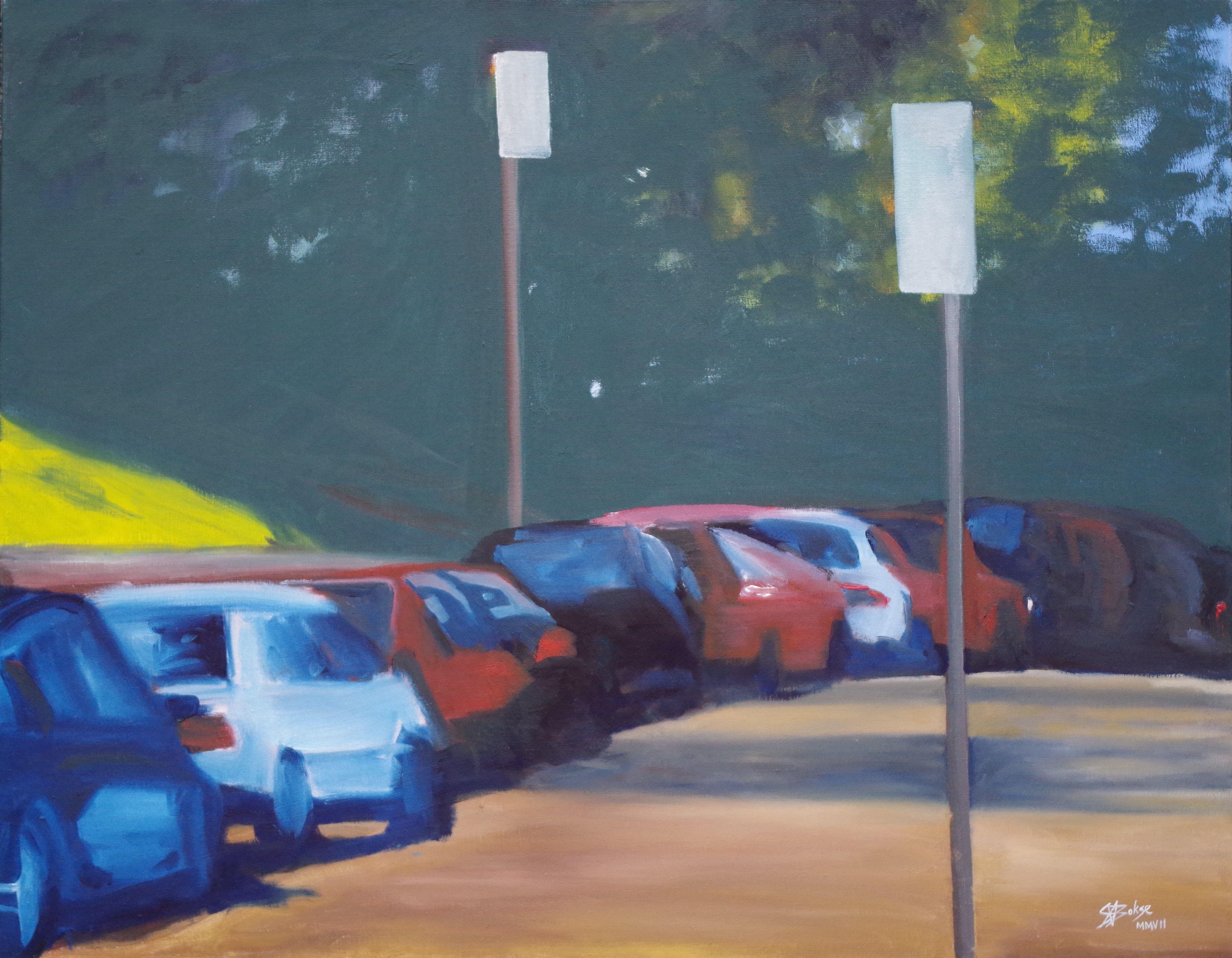 Alderson Street, Pittura, Olio su tela - Painting di Steven Boksenbaum