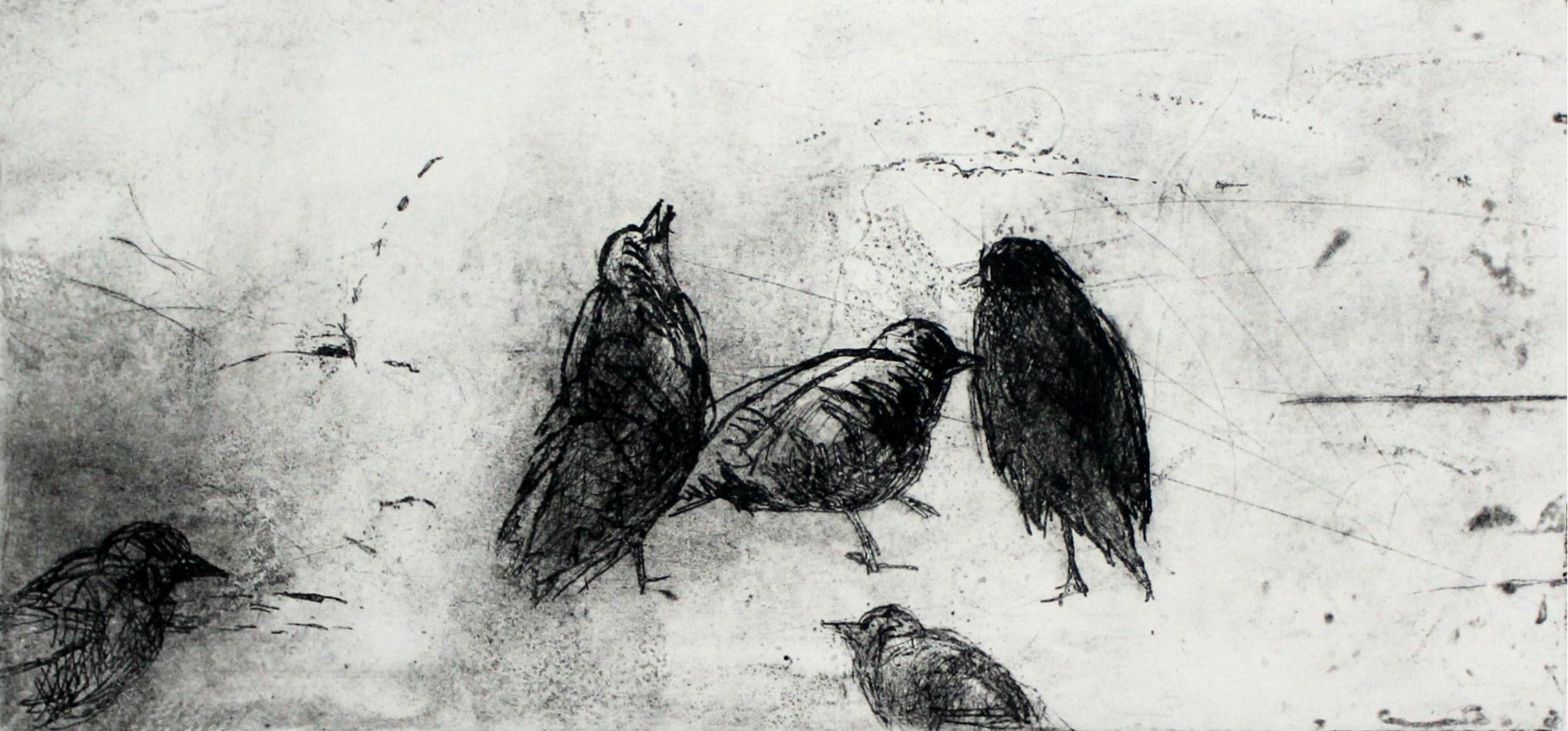 Figurative Print di Anna Mikke - Uccelli - XXI secolo, Stampa figurativa, Bianco e nero, Animali