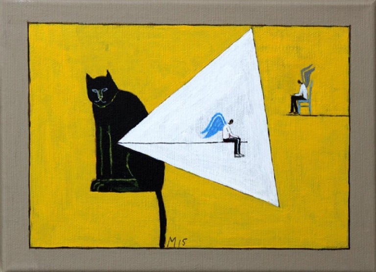 Mikołaj Malesza - Cat and two angels - XXI century, Oil painting ...
