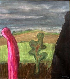 Esoteric landscape IV - Mixed media painting, Figurative, Colourful, Landscape