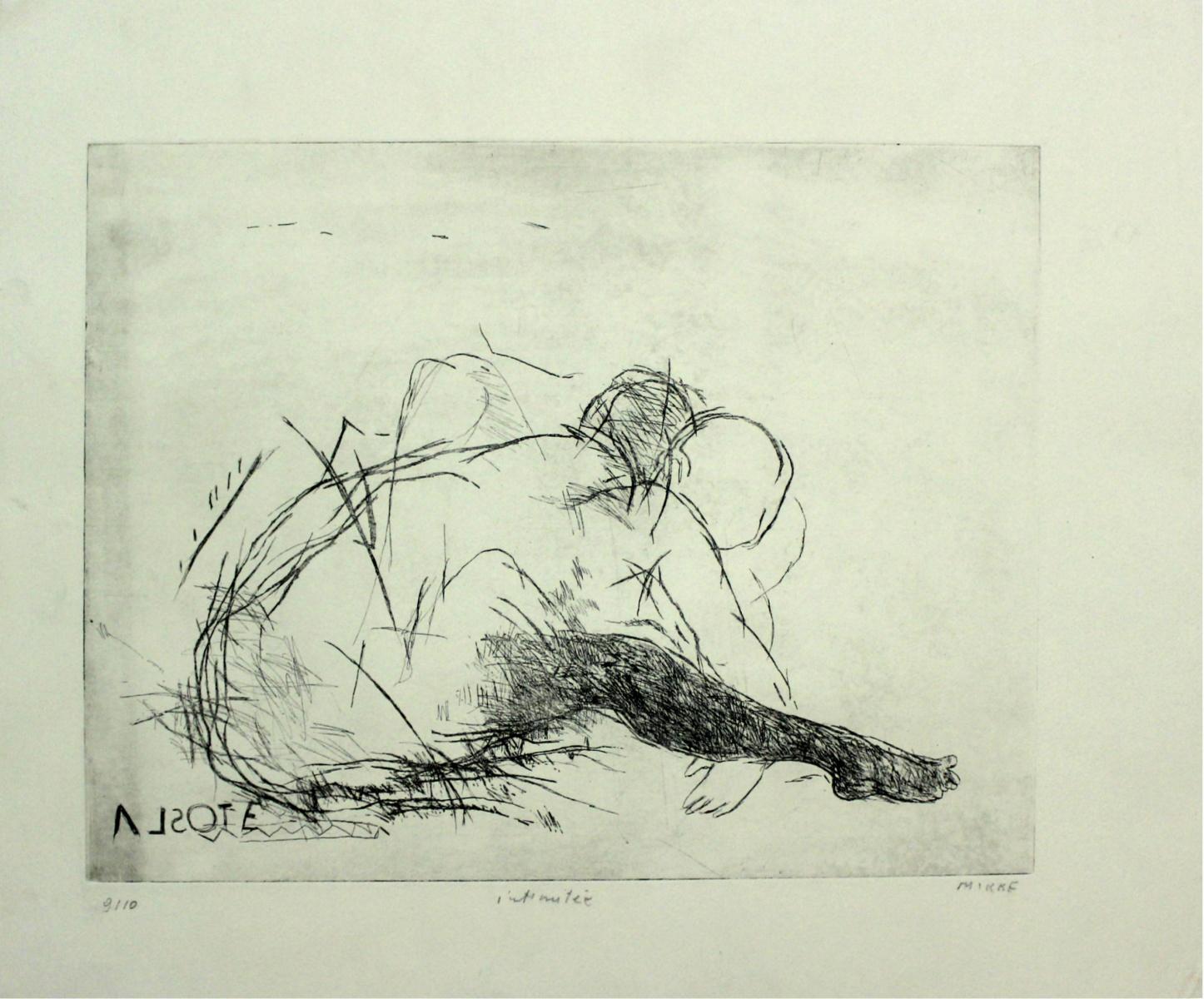 Nude - XXI century, Figurative print, Black and white - Print by Anna Mikke