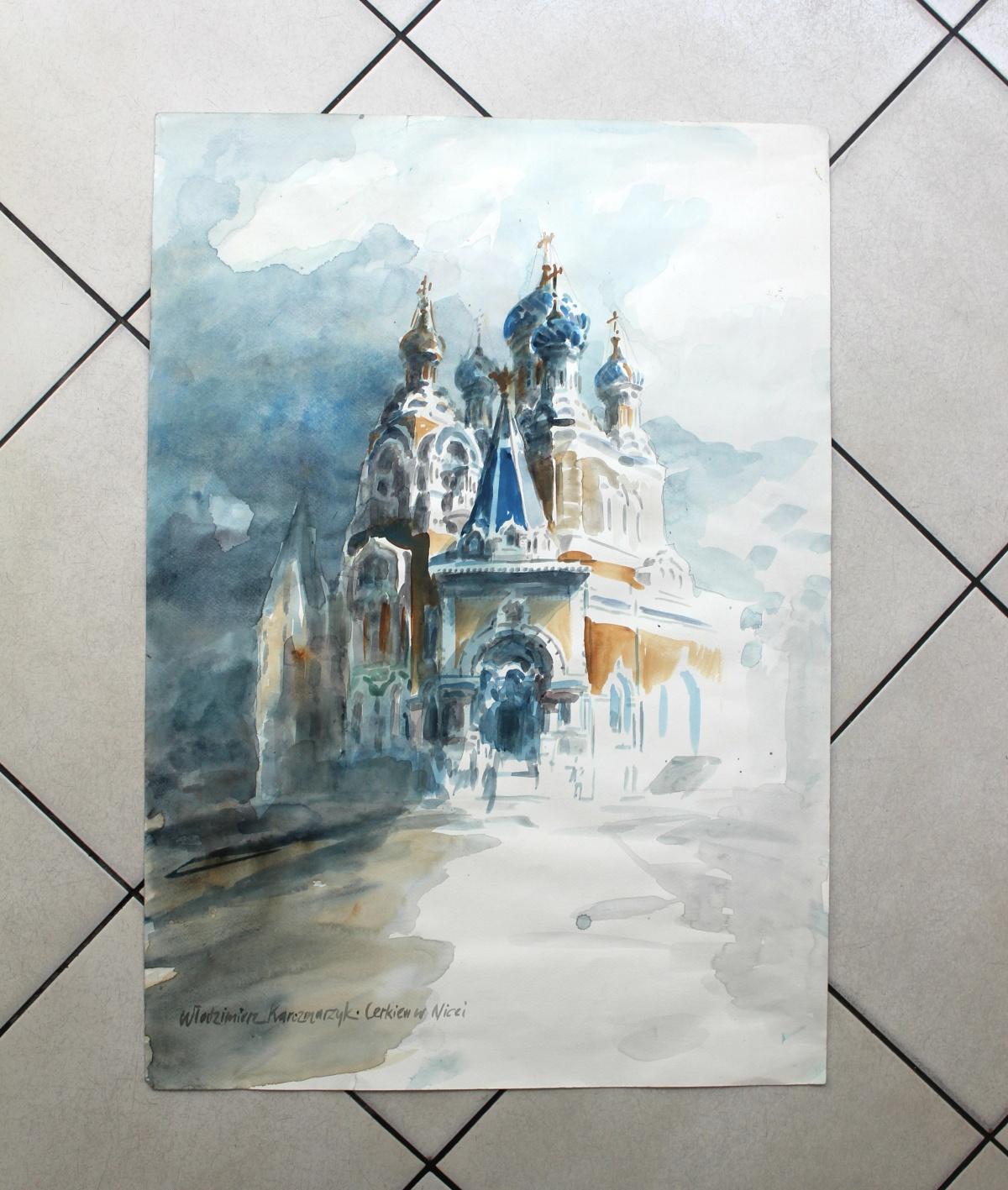 church watercolor