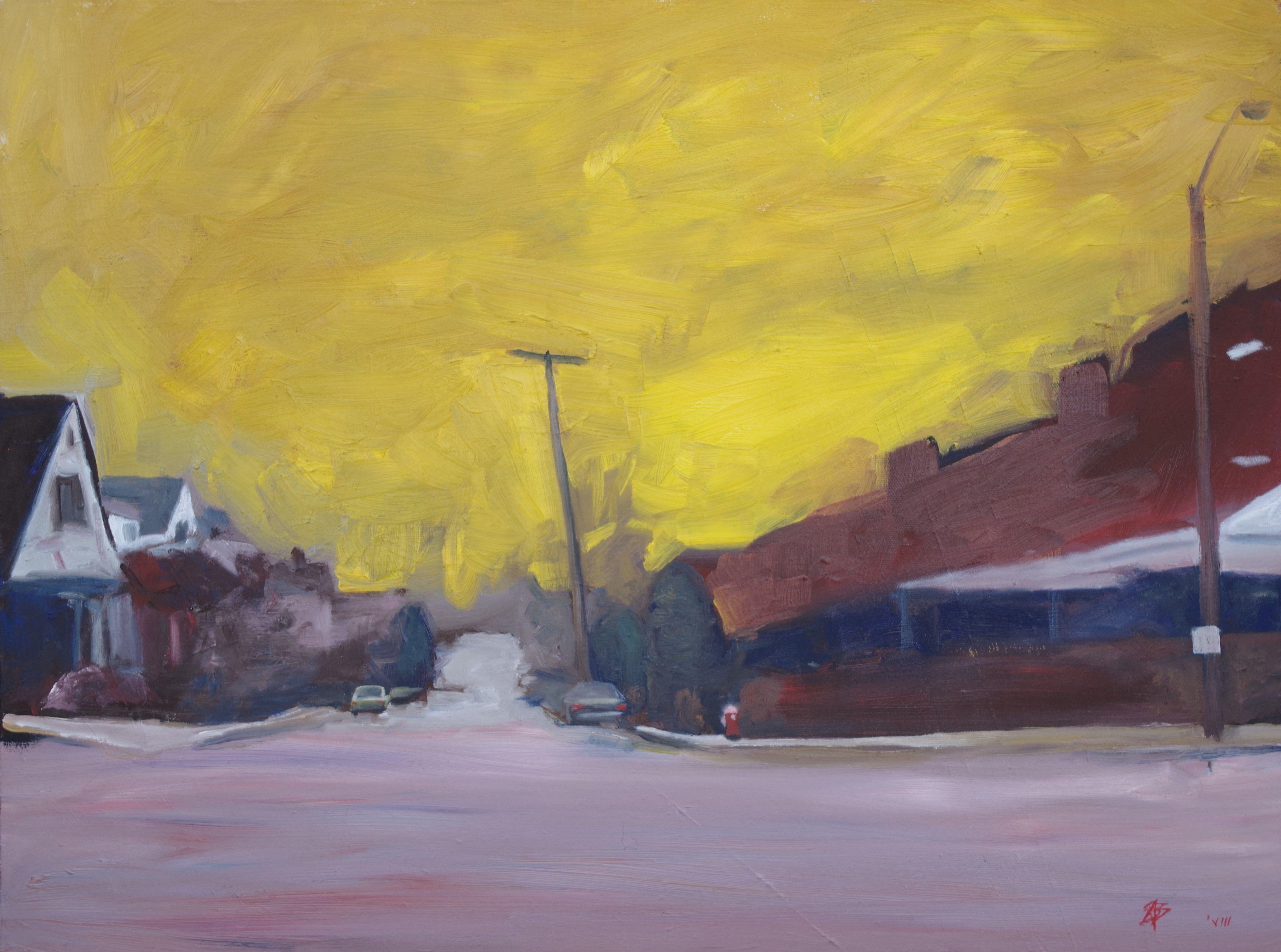 Dawson Street, Pittura, Olio su tela - Painting di Steven Boksenbaum