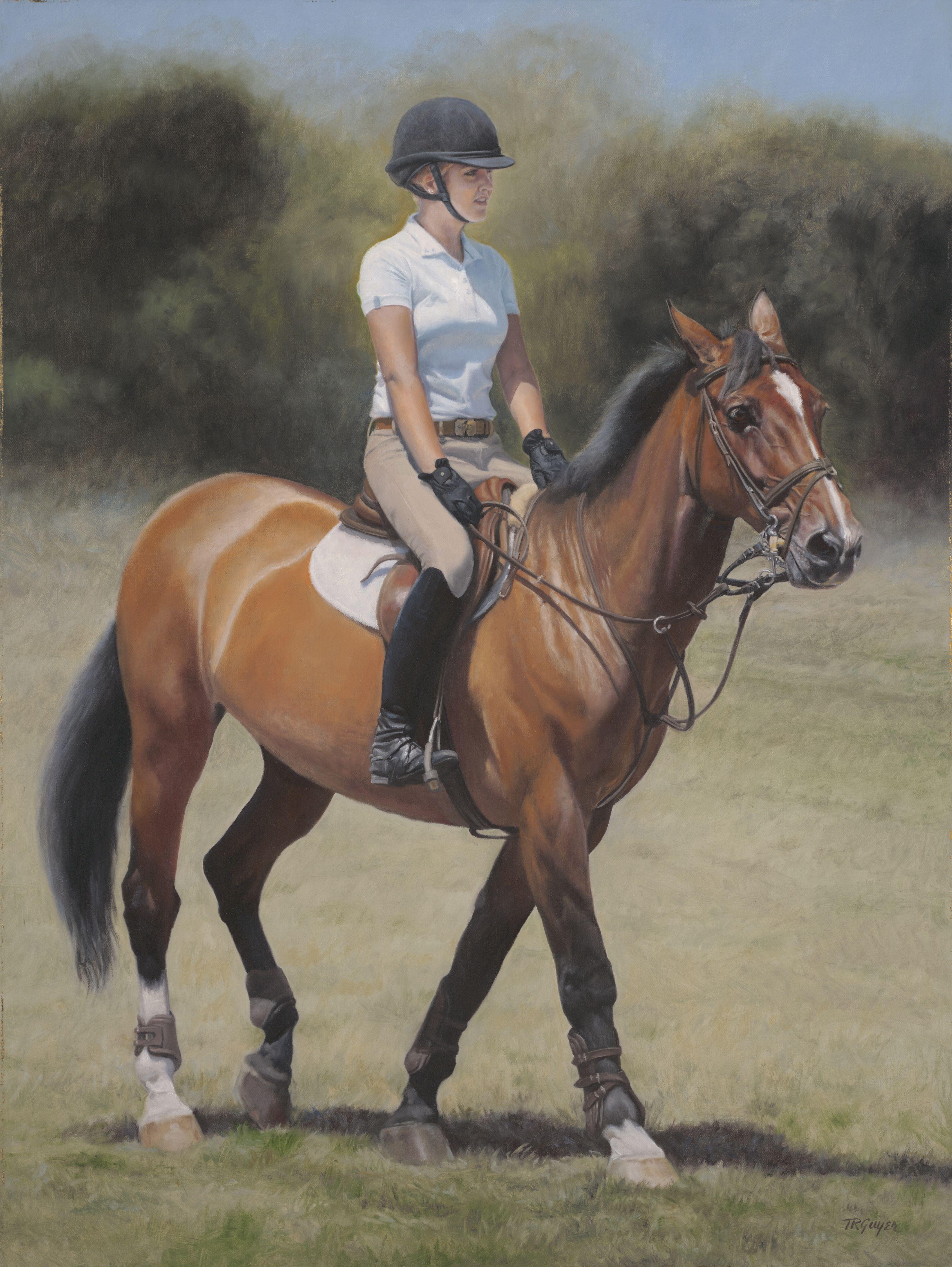Saltador de caza, Pintura, Óleo sobre lienzo - Painting de Terry Guyer