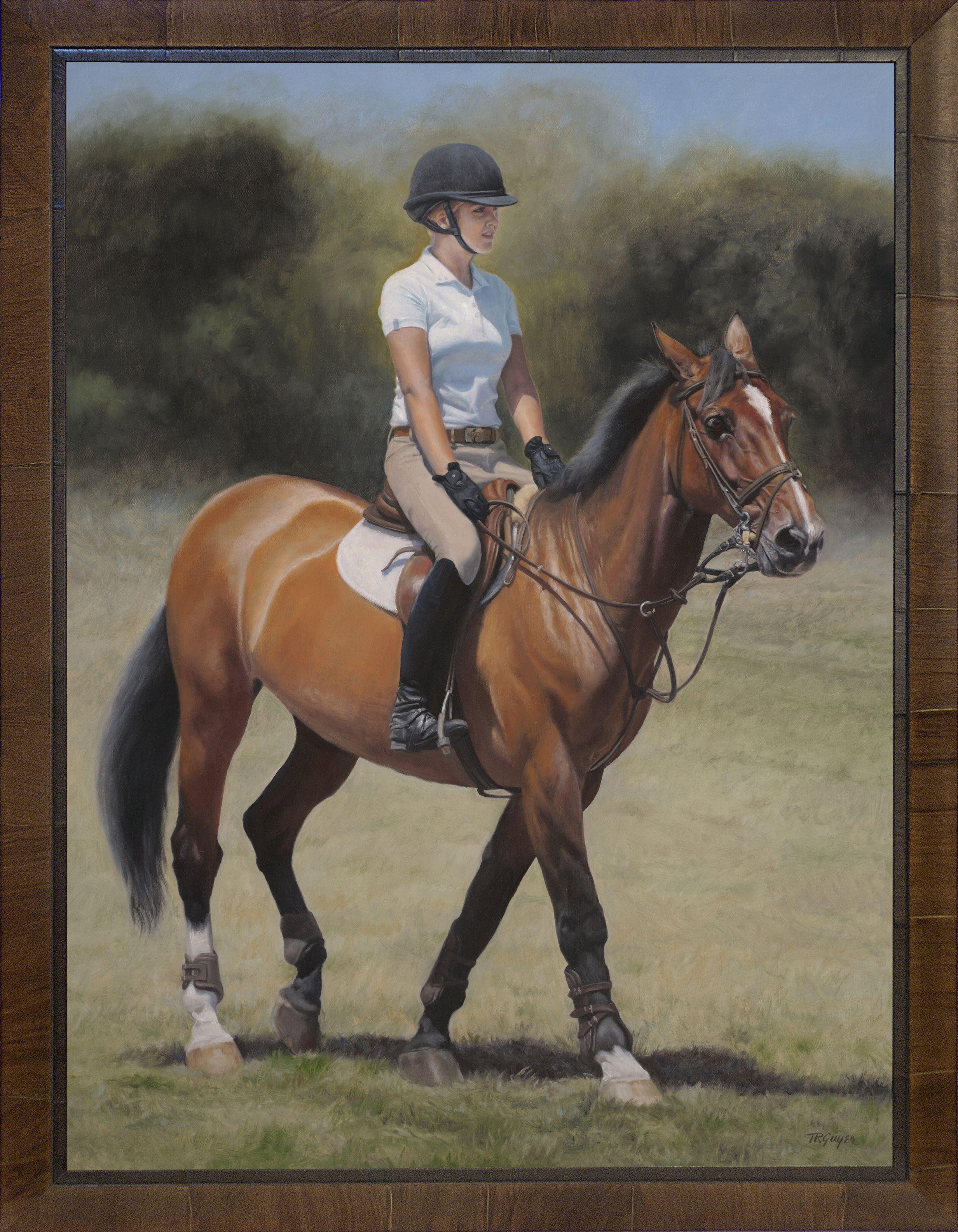 Saltador de caza, Pintura, Óleo sobre lienzo - Painting Realista de Terry Guyer