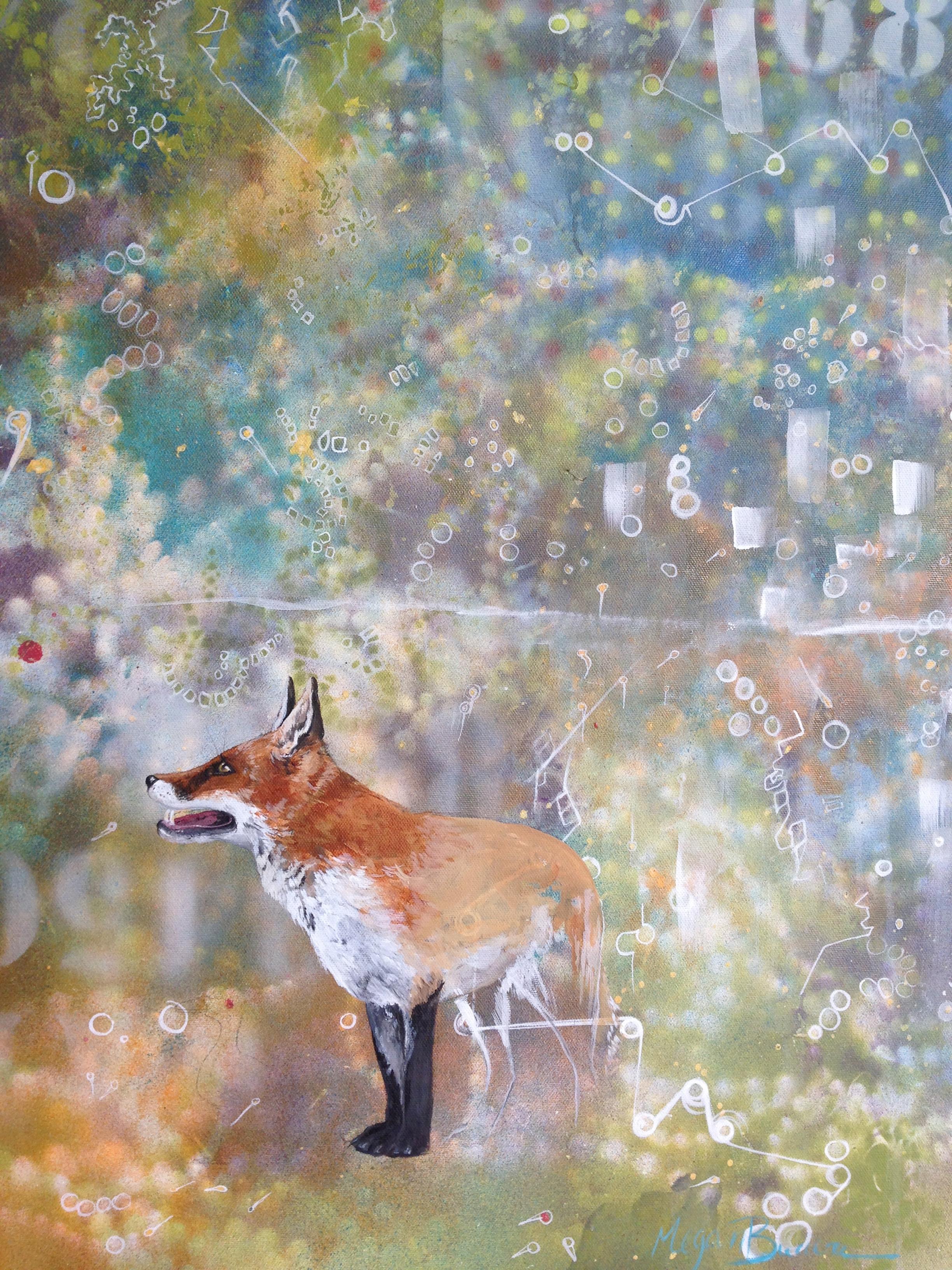 Peinture « Lost Fox I », acrylique sur toile - Abstrait Painting par Megan Buccere