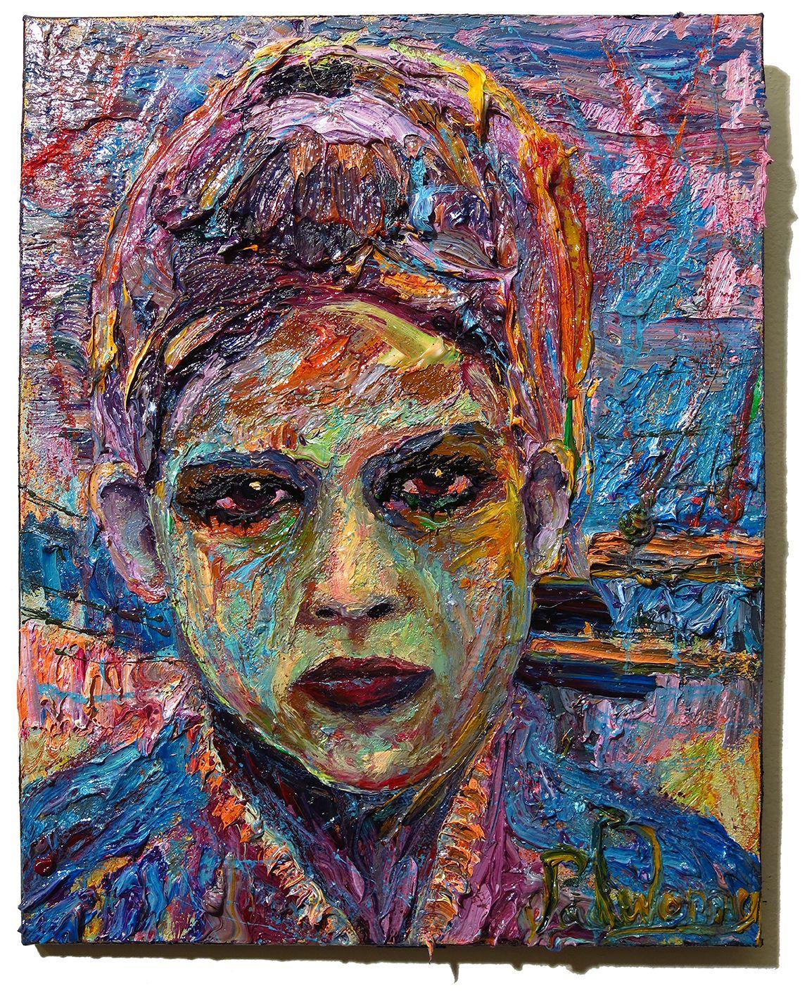 UNTITLED m1074 - Pintura al óleo original retrato, Pintura, Óleo sobre lienzo - Painting de David Padworny