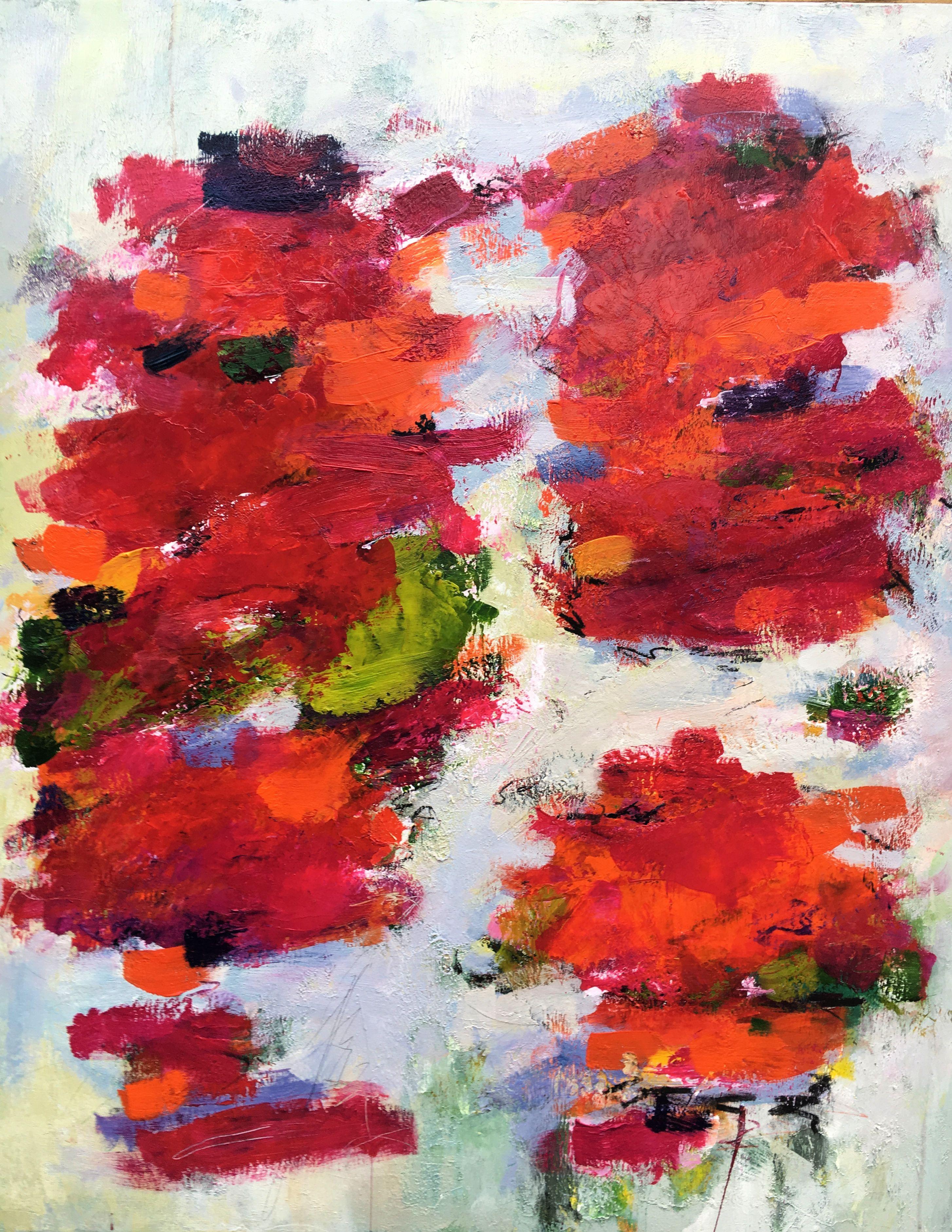 Angela Dierks Abstract Painting - Roses are Red, Painting, Acrylic on Canvas