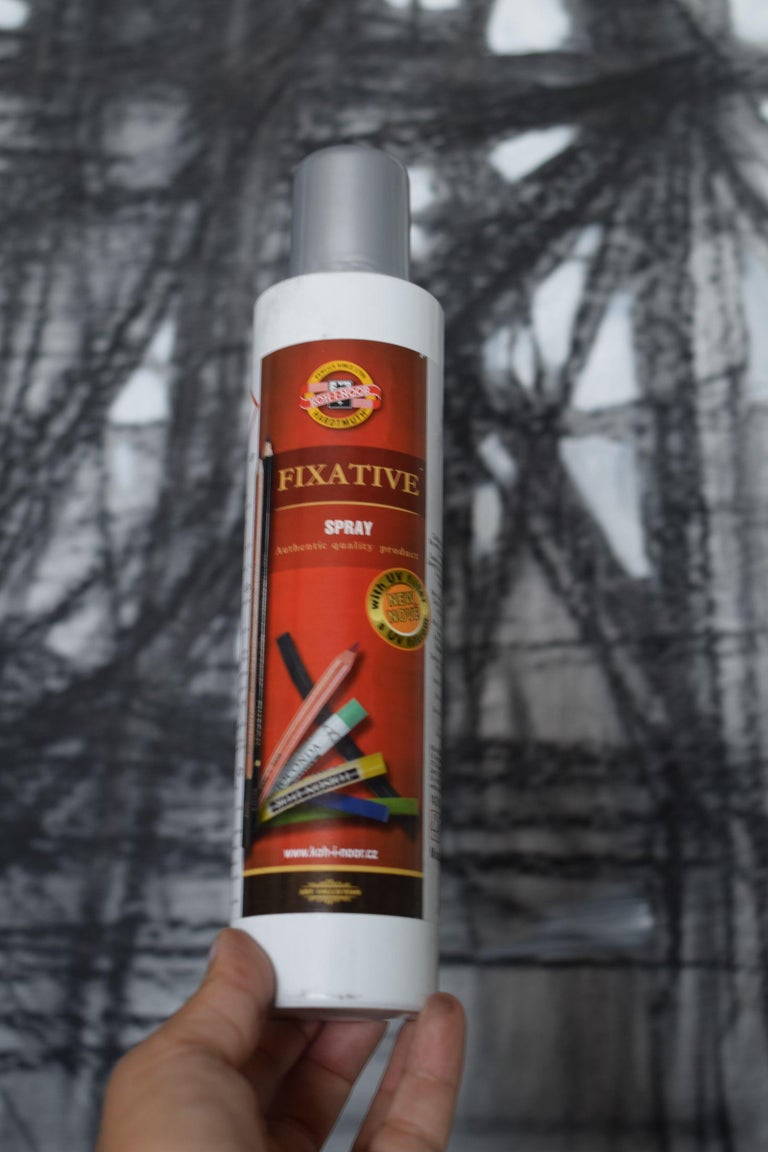 Karina Antonczak Charcoal drawing, canvas,"Bridge II". Size 47/59