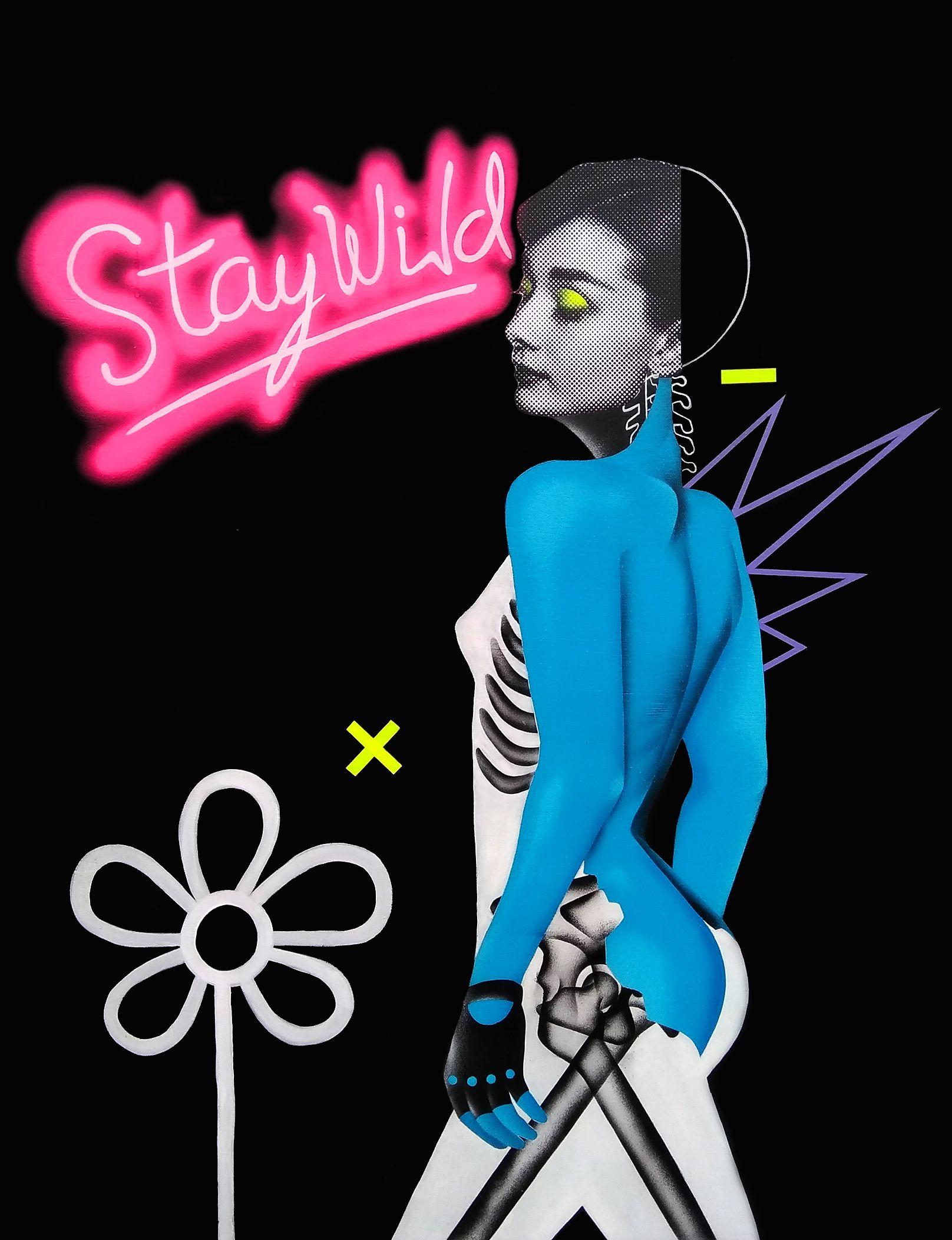 Born to be wild, tecnica mista su pannello di Wood - Mixed Media Art di Dead Punk
