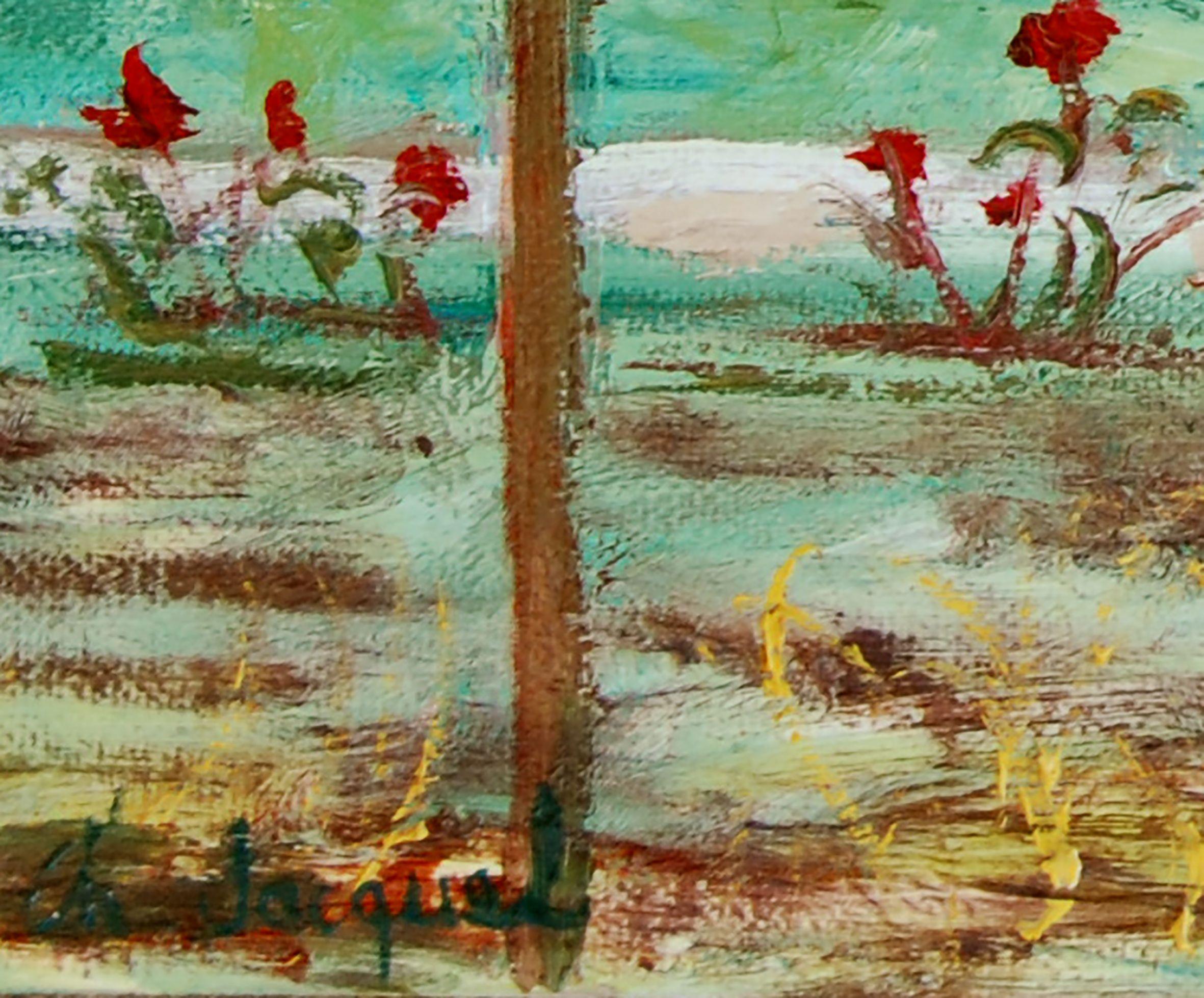 Ölgemälde auf Leinwand von Walkern in einem öffentlichen Garten, Gemälde, Öl auf Leinwand (Impressionismus), Painting, von Christine Jacquel