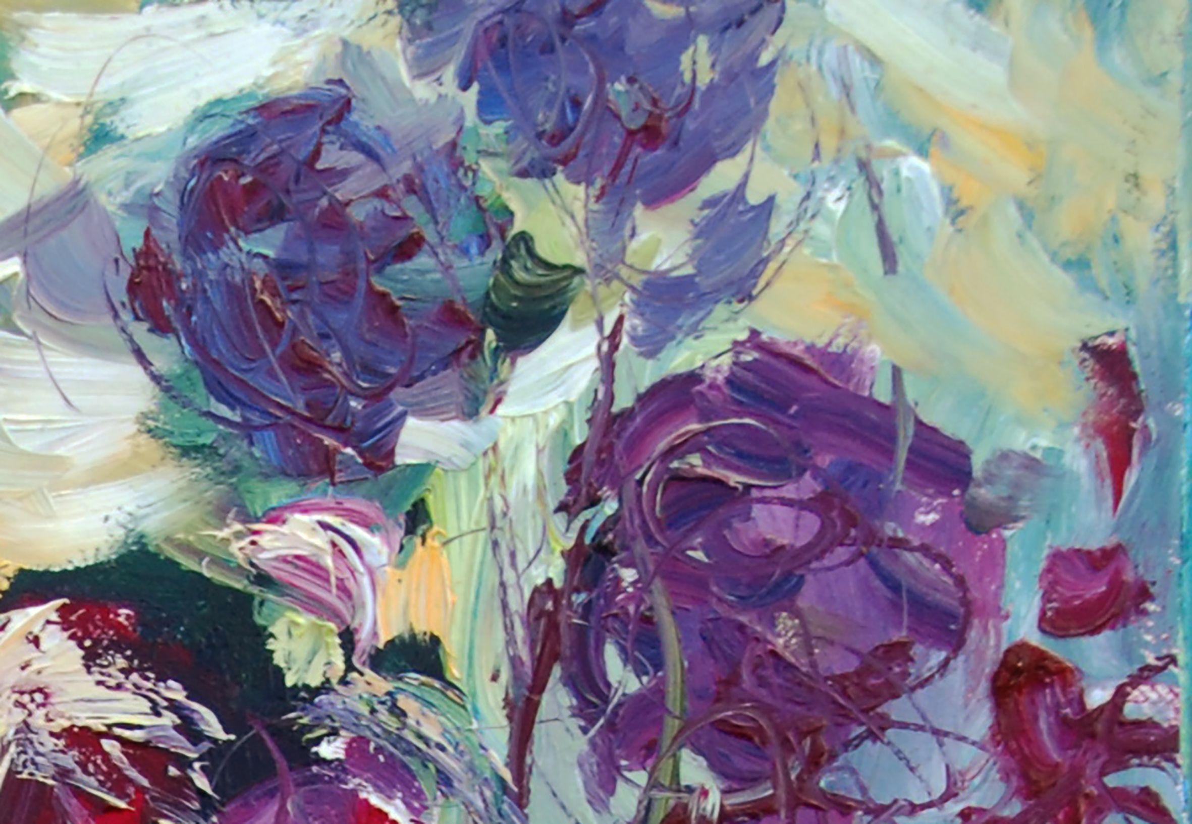 purple flower paintings on canvas