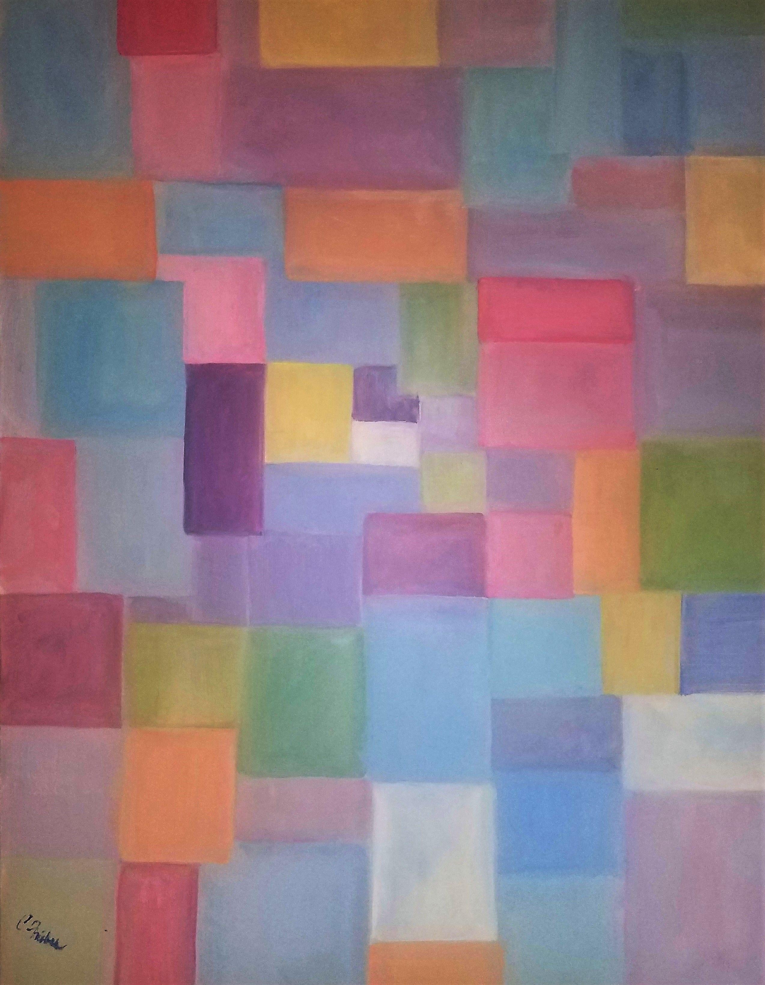 Christine Frisbee Abstract Painting - Patchwork, Painting, Oil on Canvas