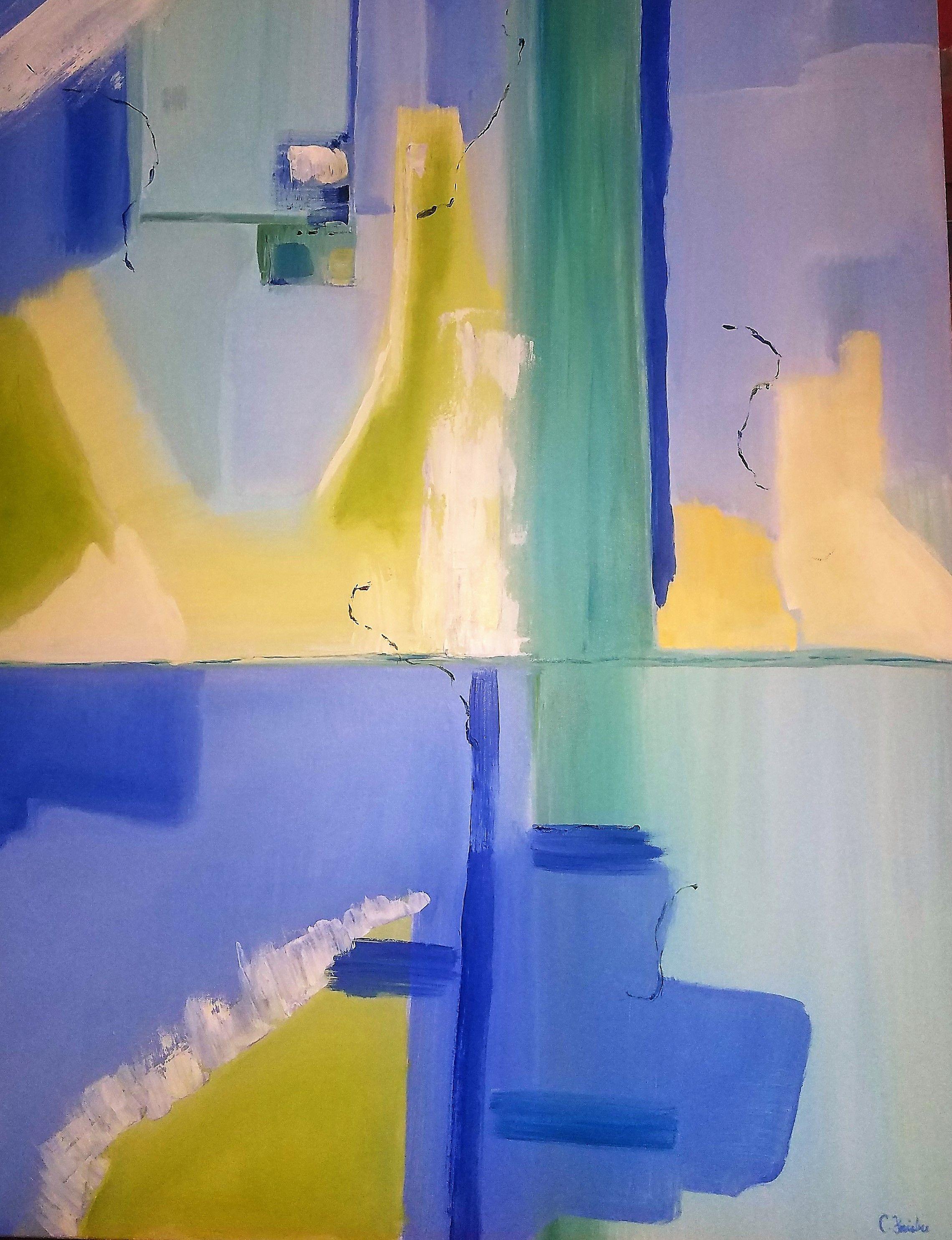 Christine Frisbee Abstract Painting - The Harbor, Painting, Oil on Canvas