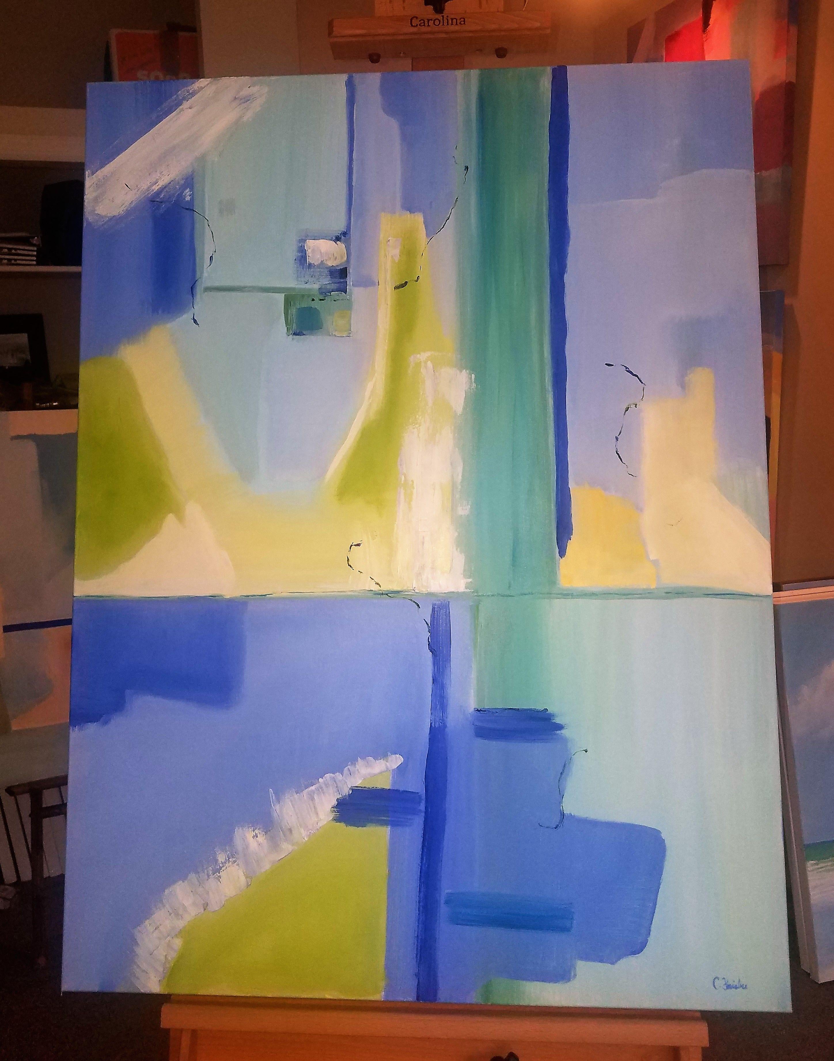 Il porto, Pittura, Olio su tela - Painting di Christine Frisbee