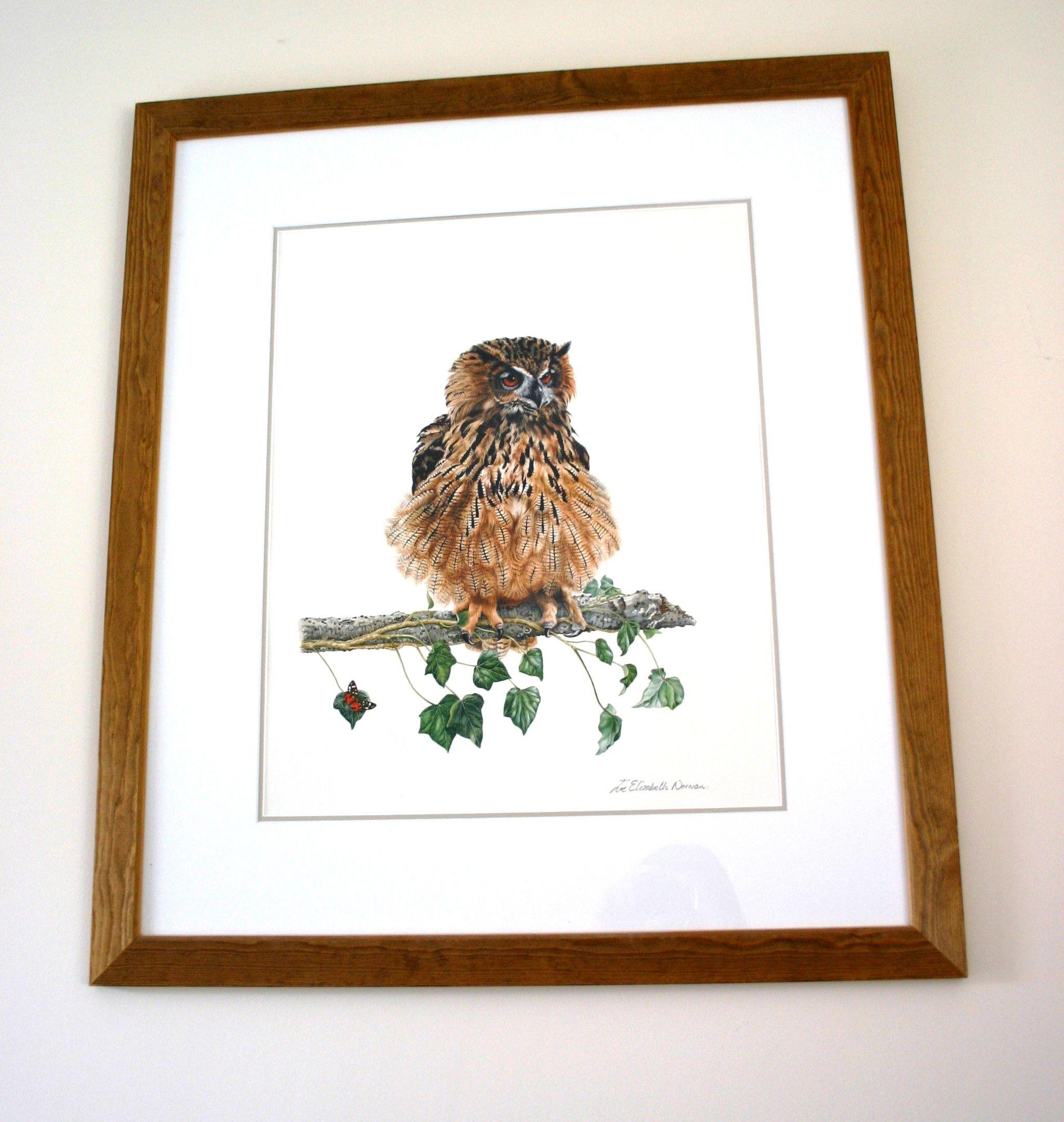 Eagle Owl, Painting, Watercolor on Paper - Photorealist Art by Zoe Elizabeth Norman