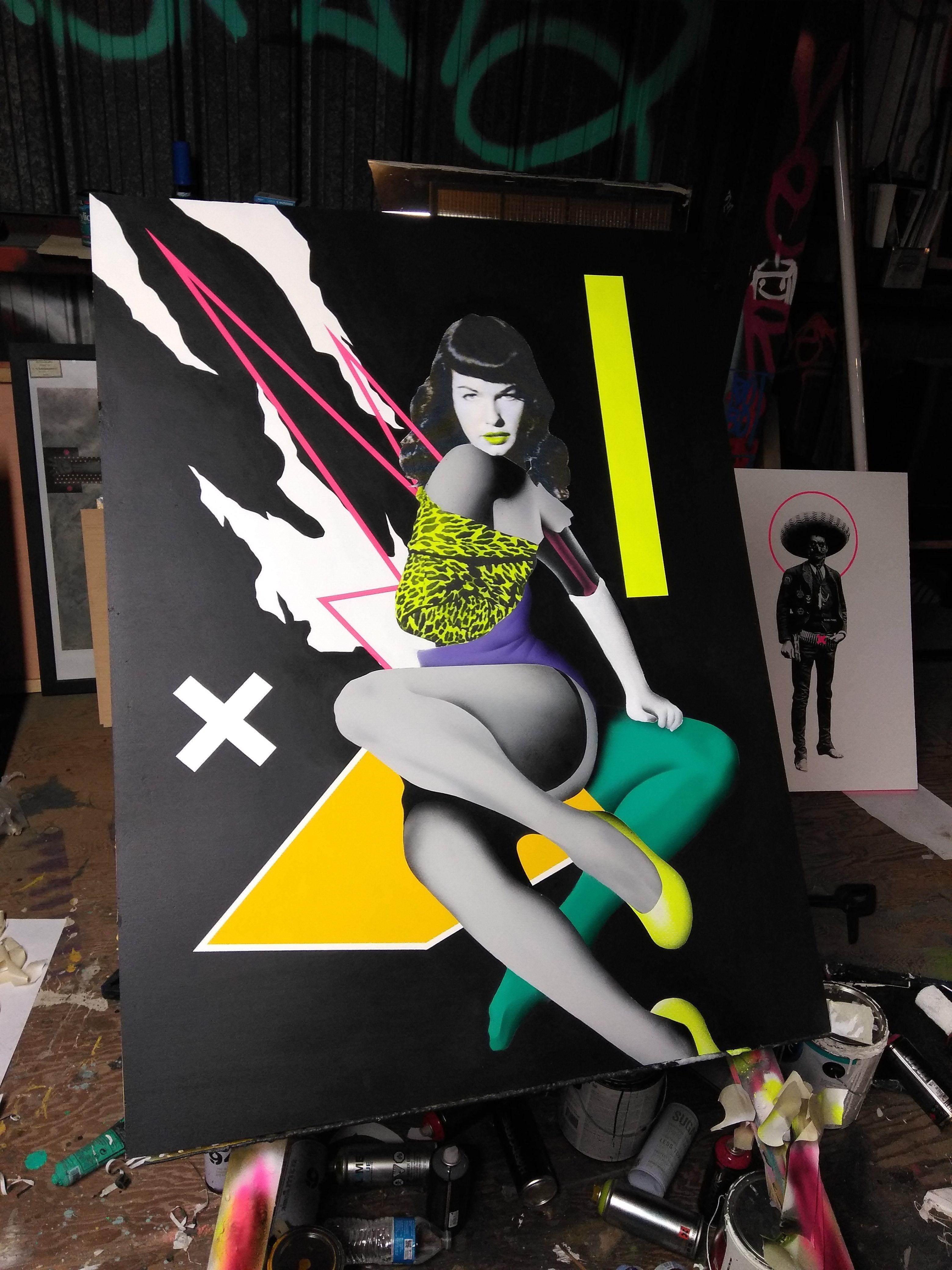 Betty la Negra, Técnica mixta sobre panel de madera - Mixed Media Art Arte pop de Dead Punk