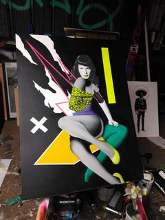 Black Betty, tecnica mista su pannello di Wood