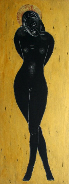 Black Angel - XXI century, Figurative nude print, Mixed media