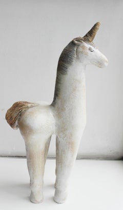 Unicorn - XXI century, Ceramic figurative sculpture, Animals
