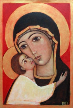 Our Lady of Włodzimierz-XXI century Oil figurative painting Religious Christian