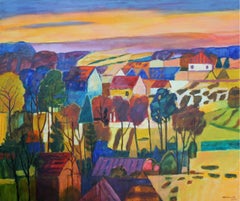 Colours of the sky - XXI century, Oil landscape painting, Colourful